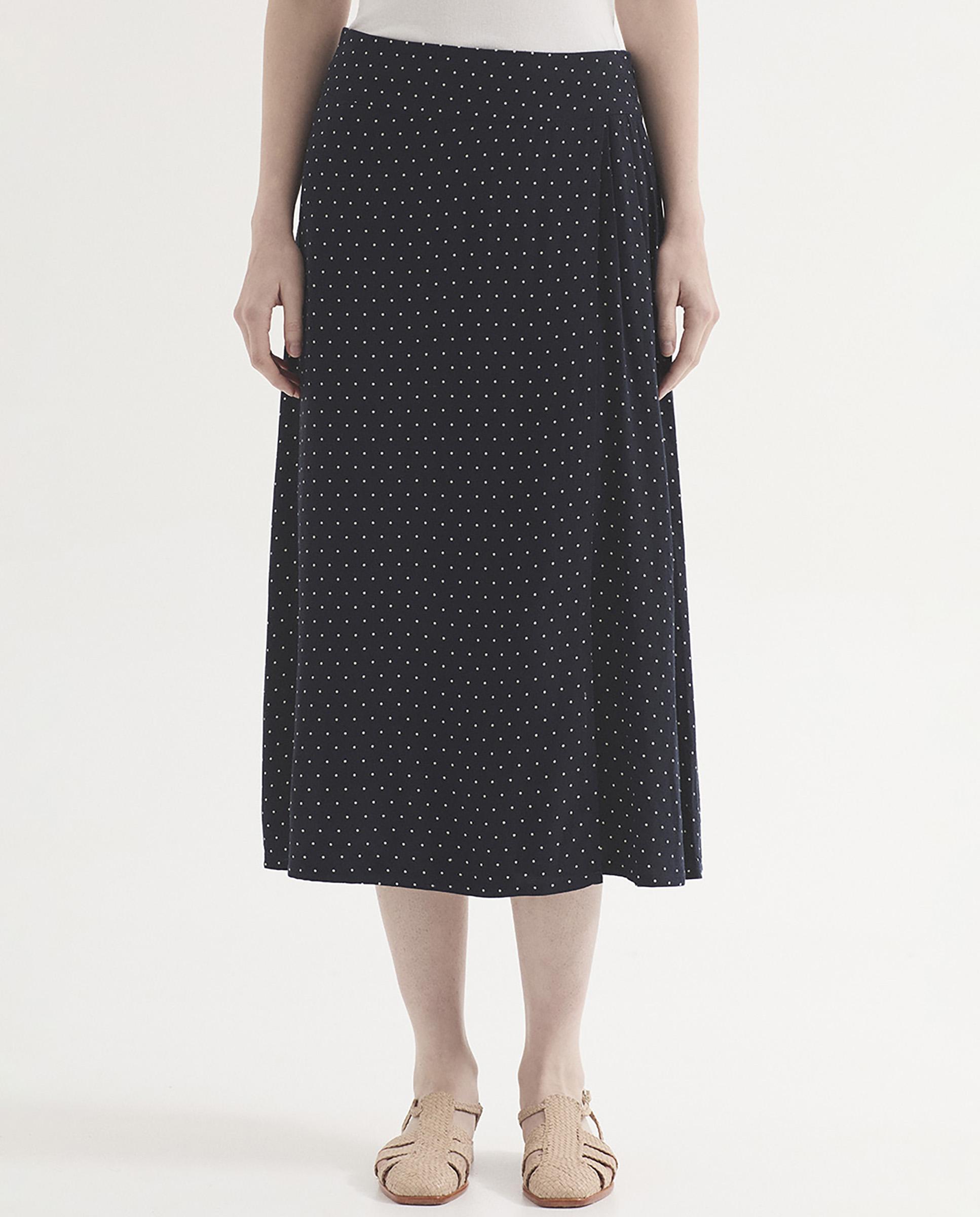 Nice Things - Falda midi con mini lunares y pliegues.