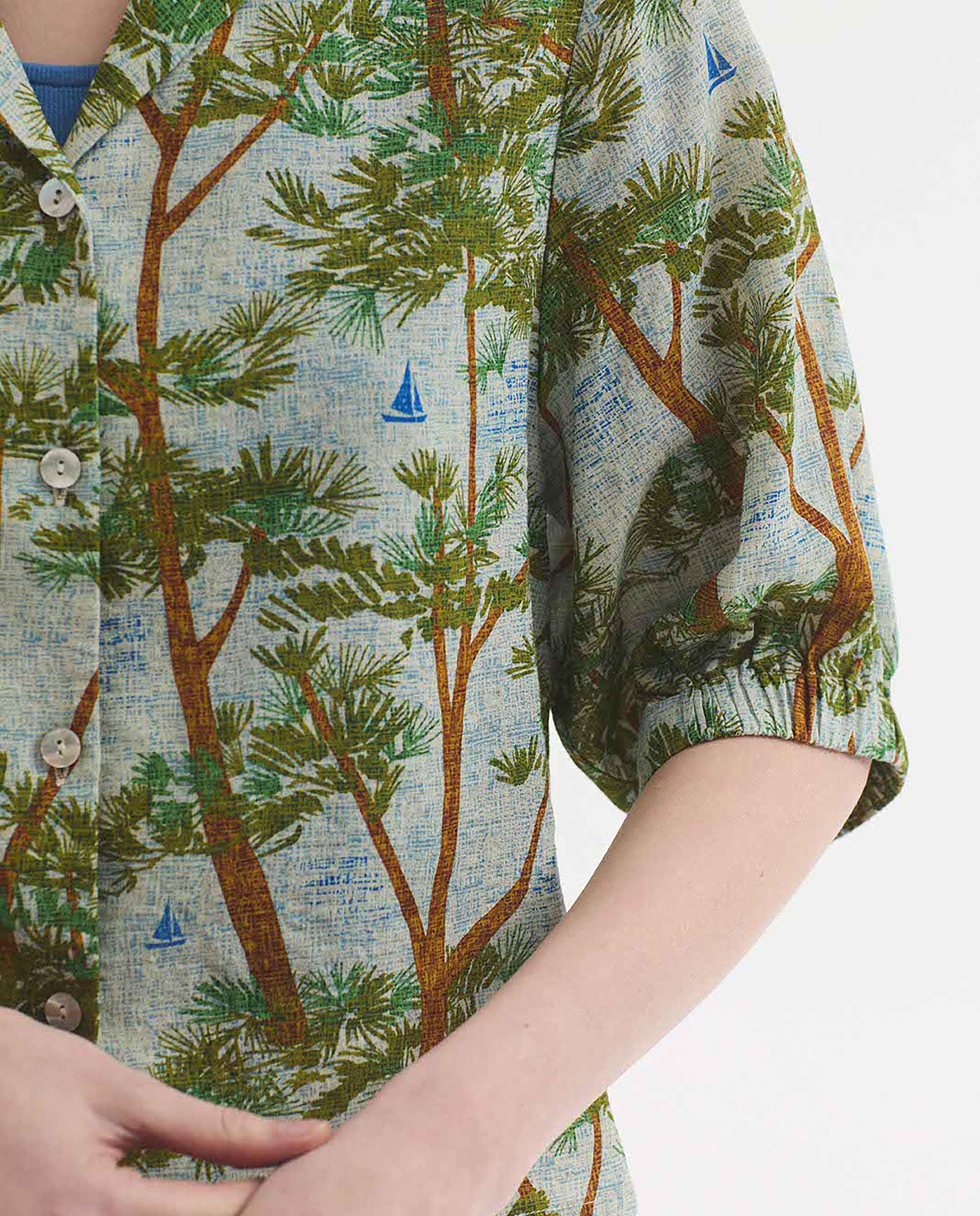 Camisa de mujer de manga corta con estampado - Nice Things - Crudo Crudo-3