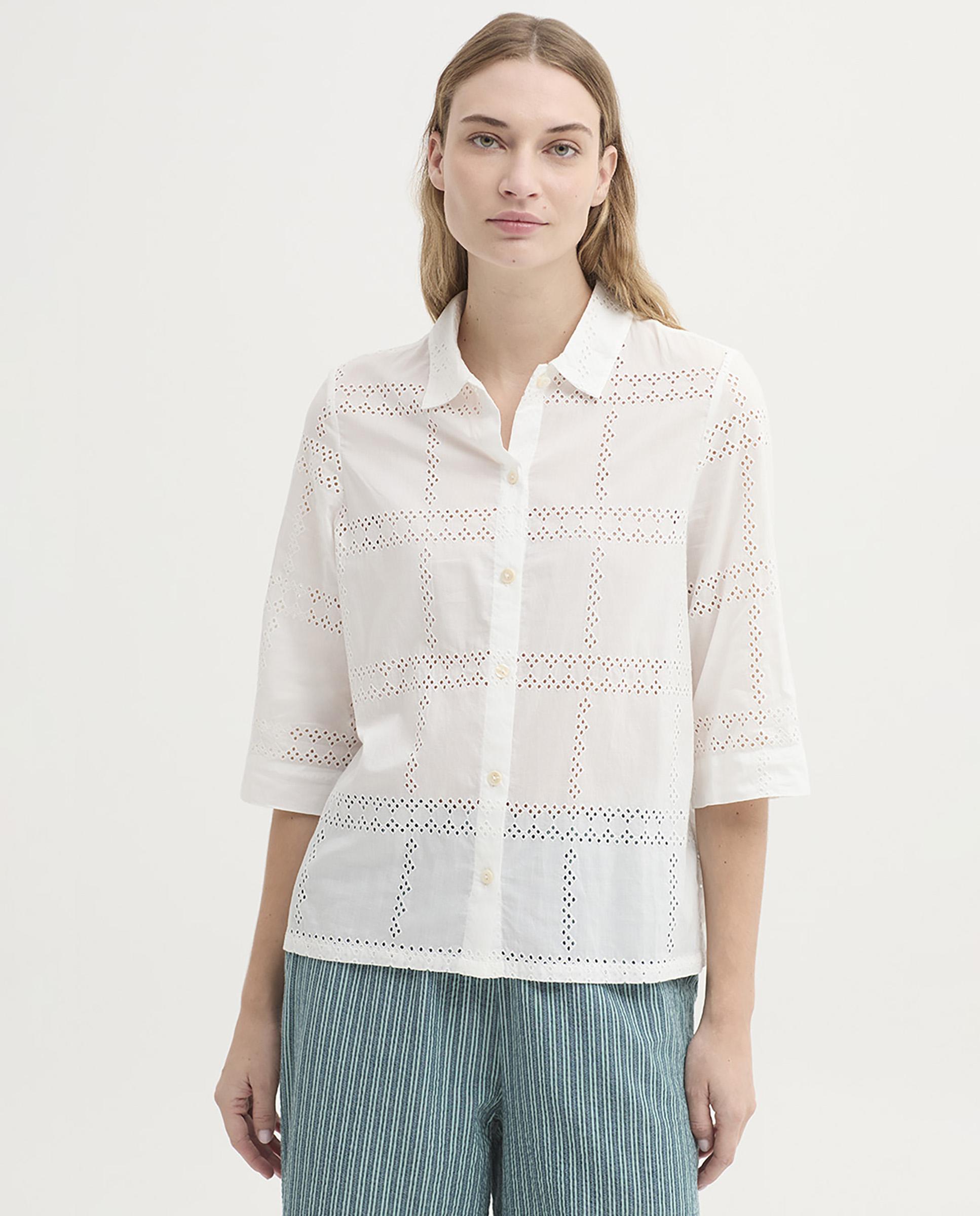 Nice Things - Camisa de mujer 100% algodón con bordados.