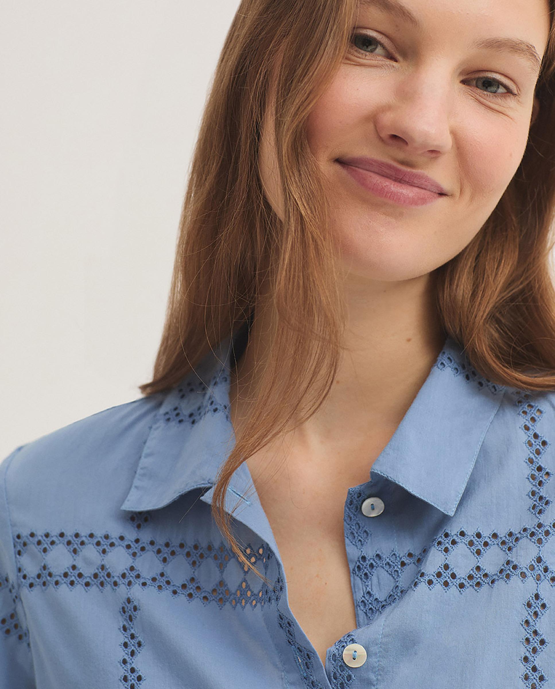 Camisa de mujer 100% algodón con bordados - Nice Things - Azul Azul-2