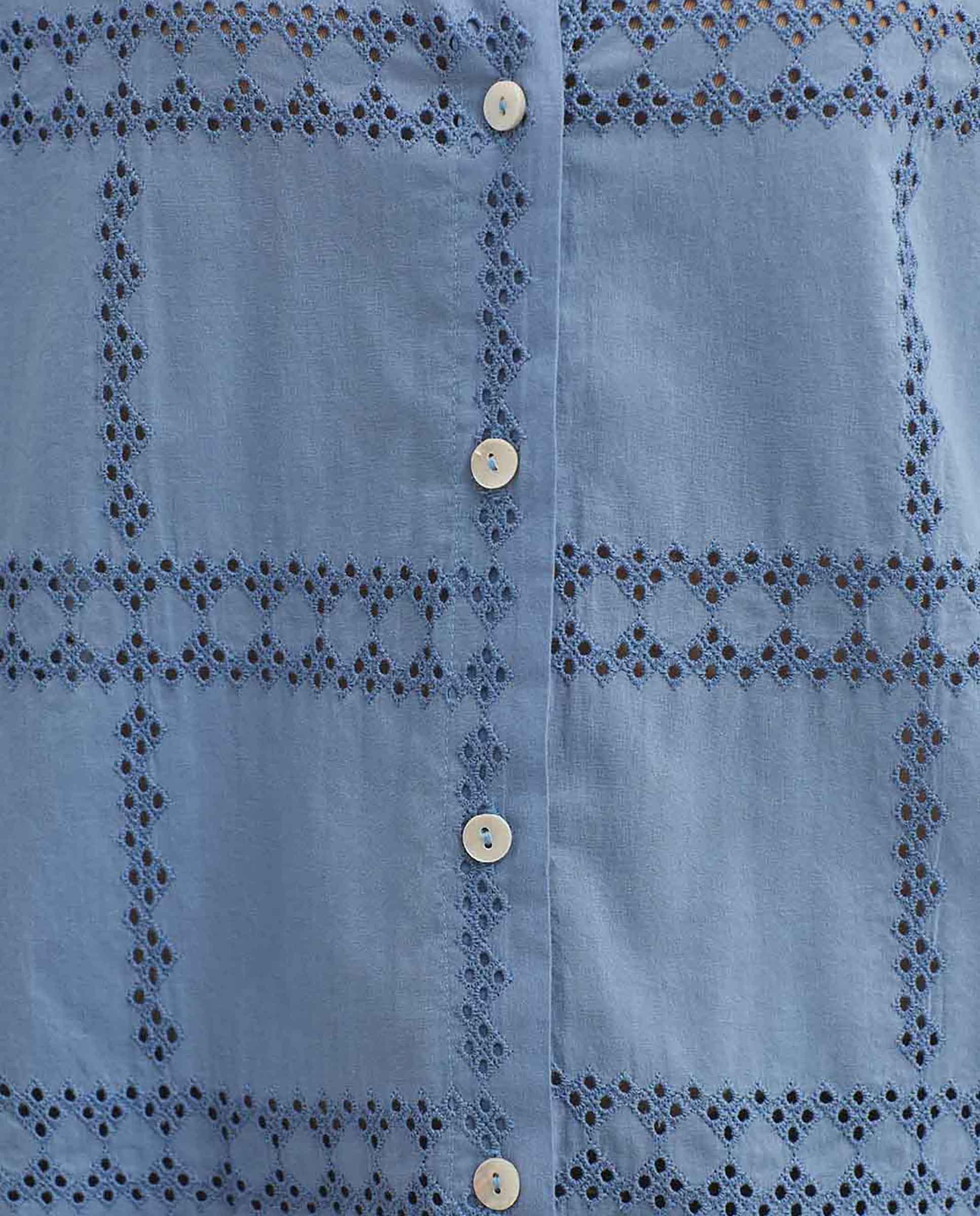 Camisa de mujer 100% algodón con bordados - Nice Things - Azul Azul-6