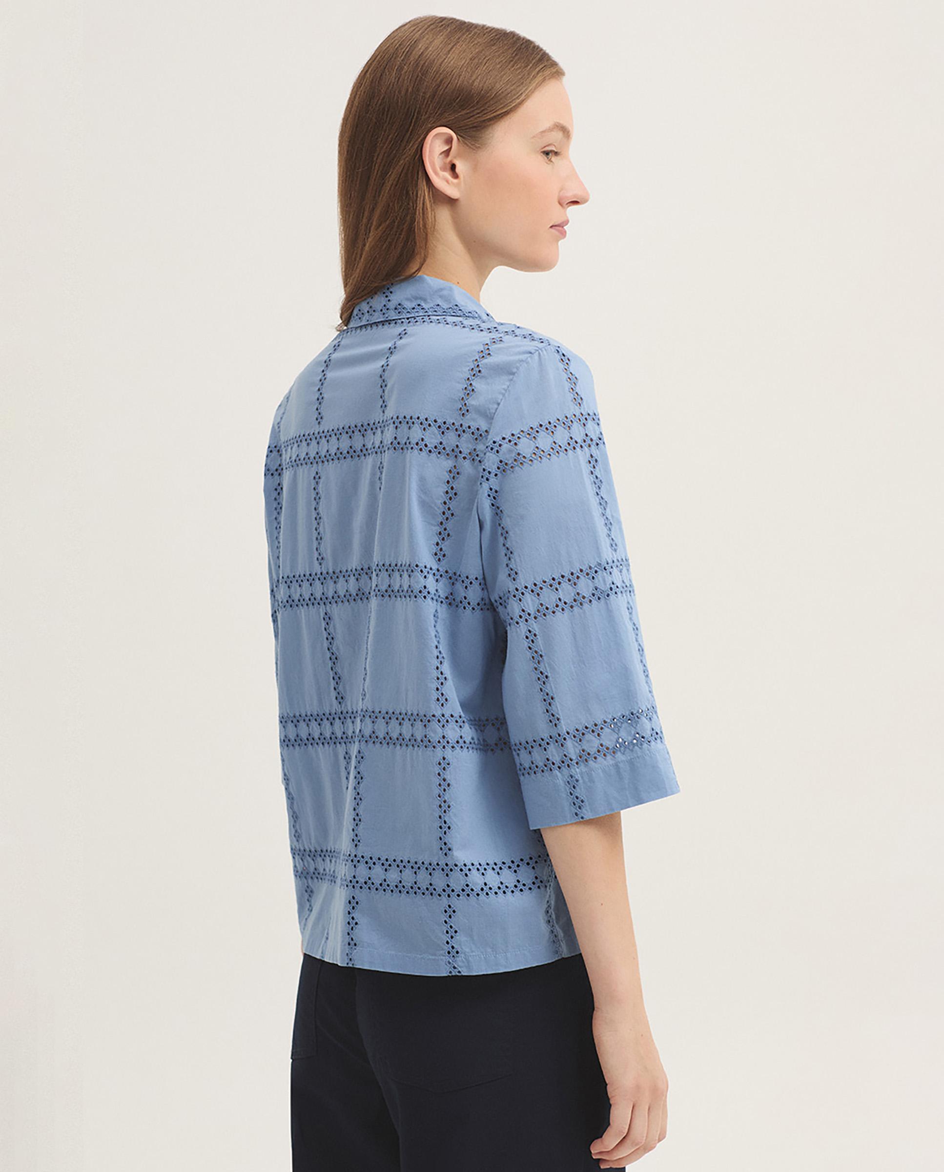 Camisa de mujer 100% algodón con bordados - Nice Things - Azul Azul-4