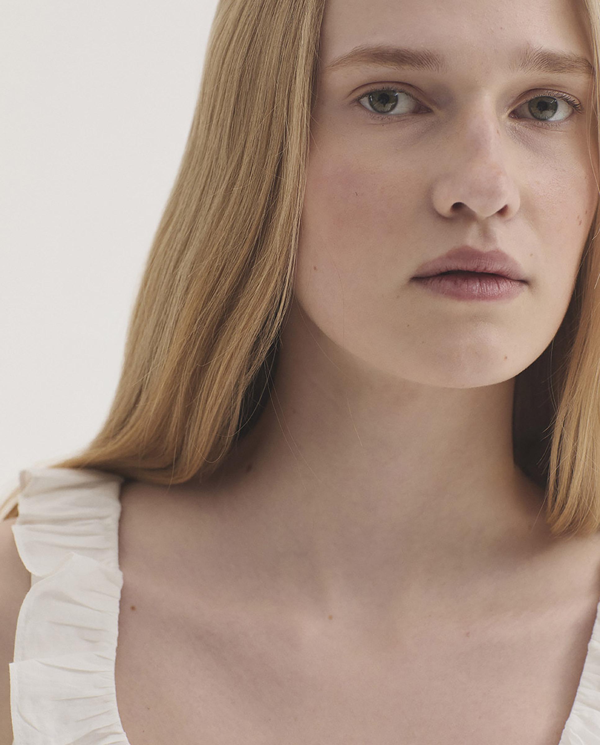 Top de mujer 100% algodón con volantes - Nice Things - Blanco Blanco-2