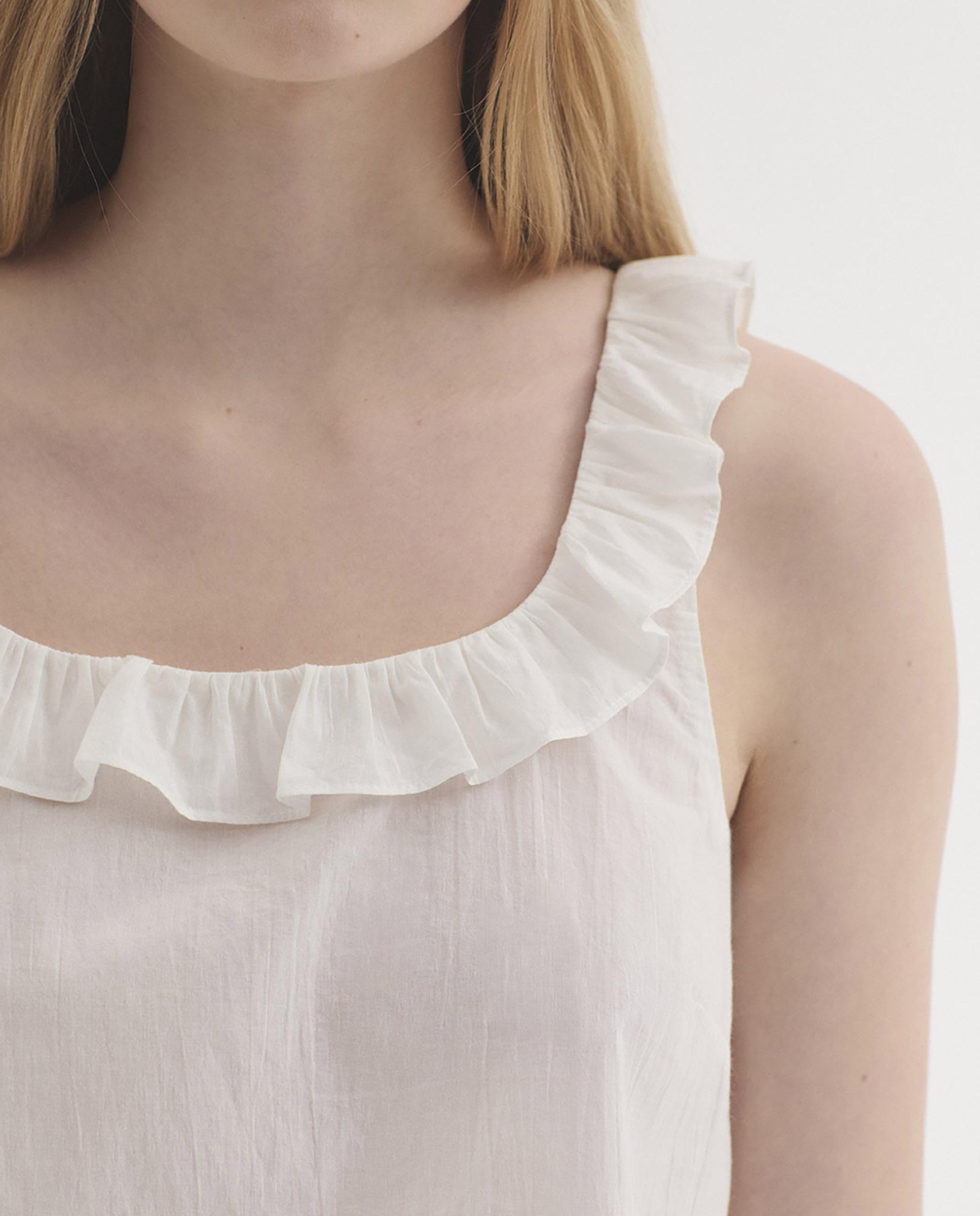 Top de mujer 100% algodón con volantes - Nice Things - Blanco Blanco-3