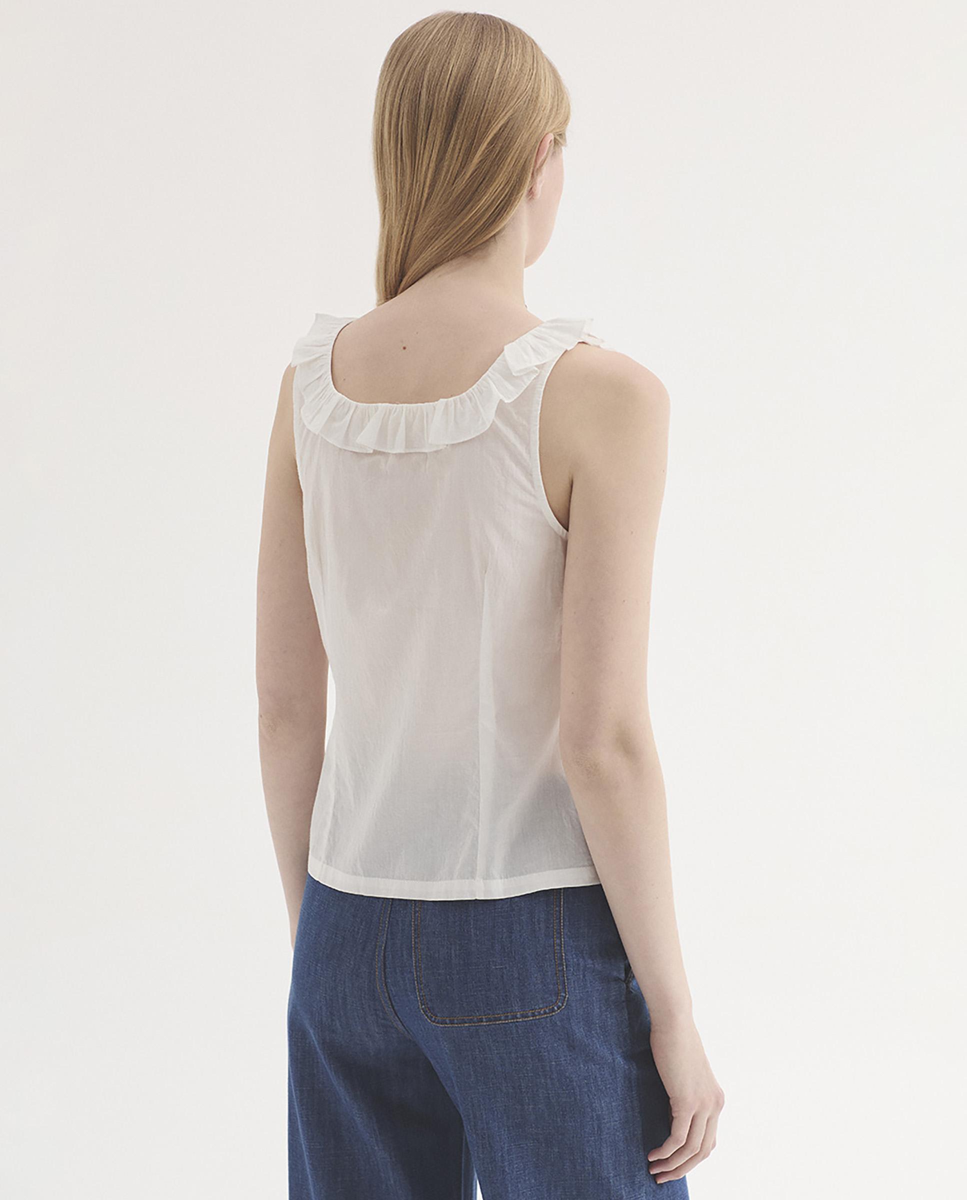 Top de mujer 100% algodón con volantes - Nice Things - Blanco Blanco-4