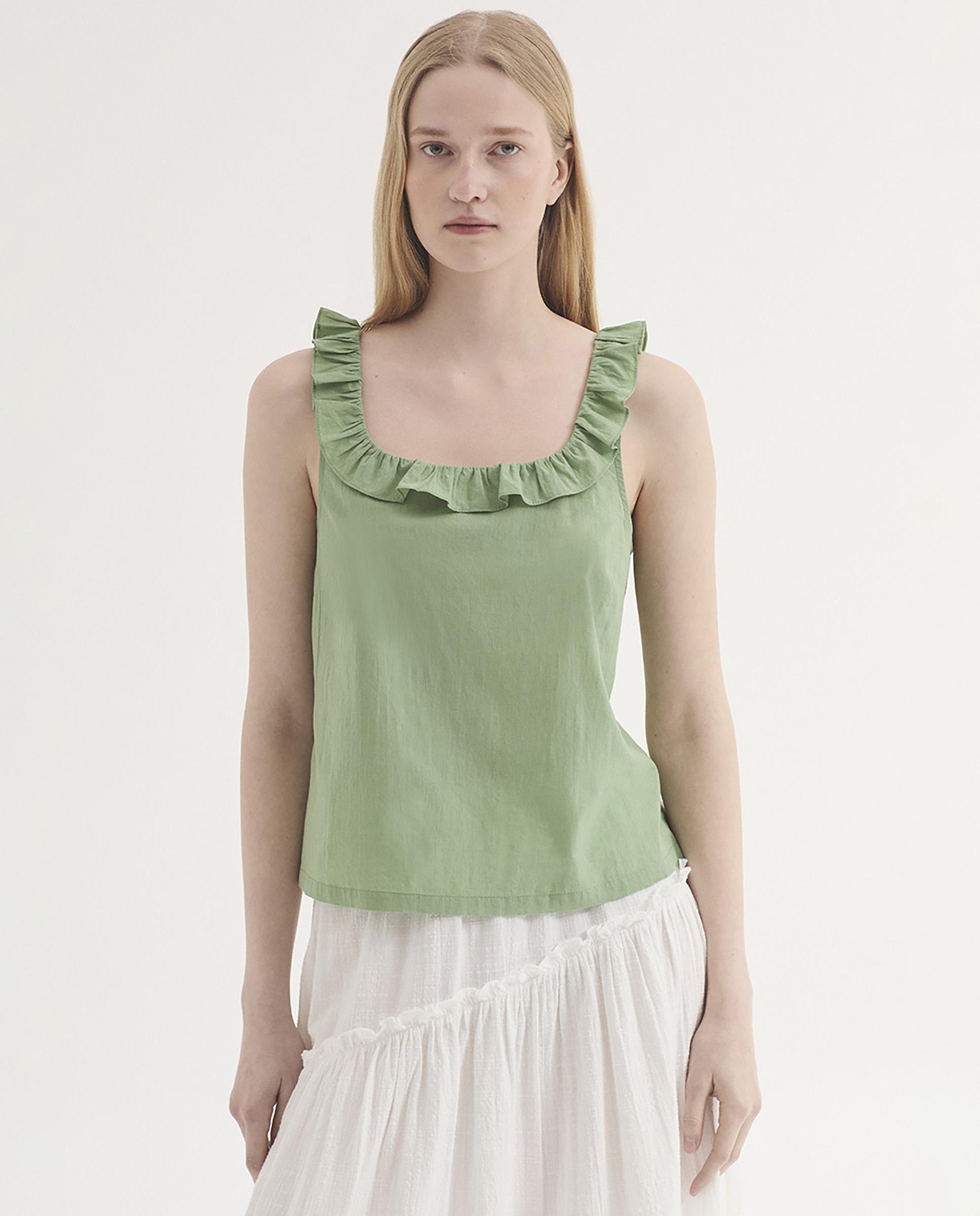 Top de mujer 100% algodón con volantes - Nice Things - Verde Verde-1