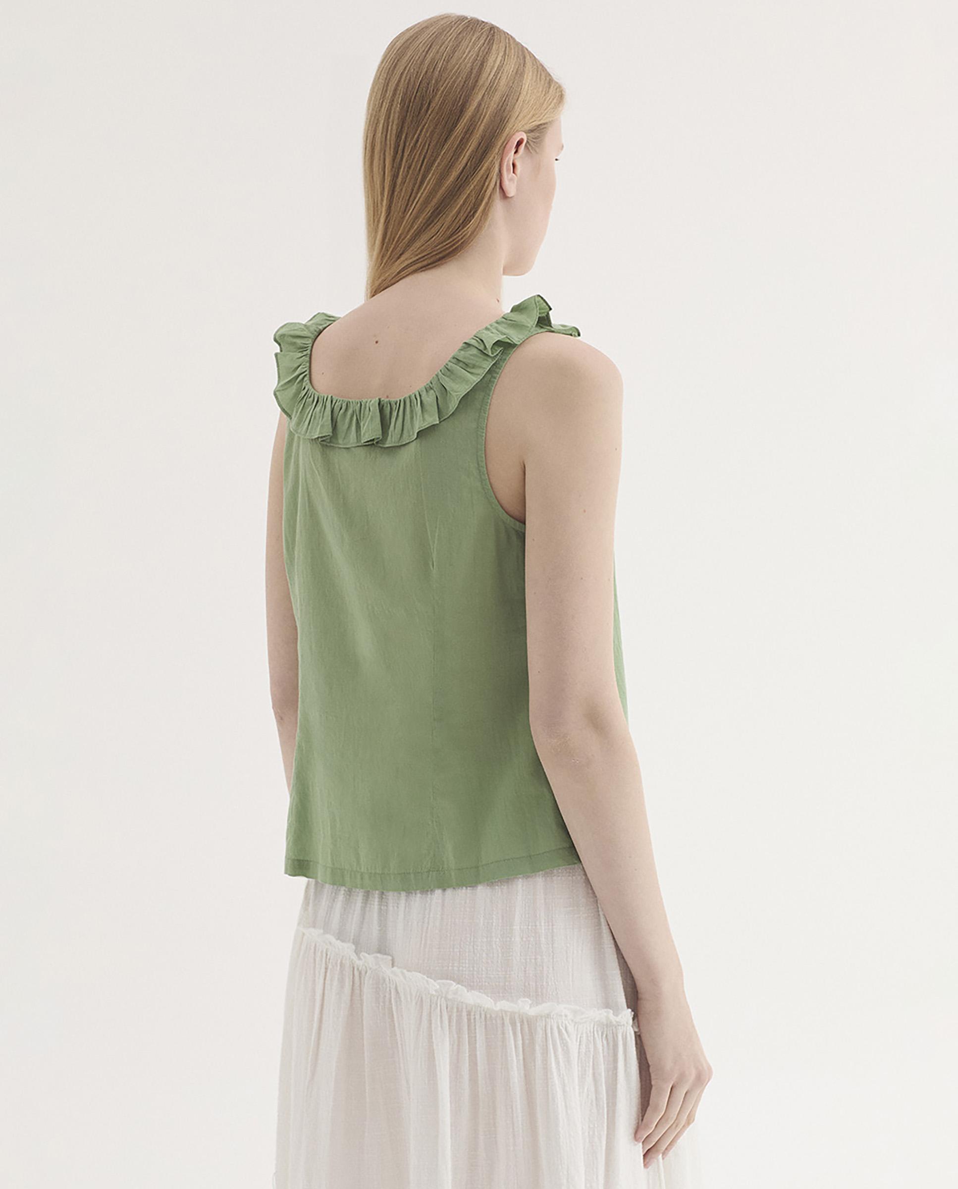 Top de mujer 100% algodón con volantes - Nice Things - Verde Verde-4
