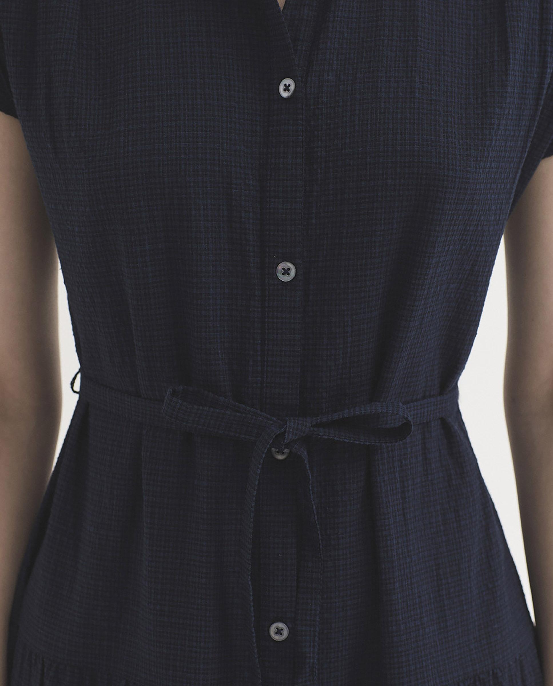 Vestido midi estilo camisero con textura - Nice Things - Azul marino Azul marino-3