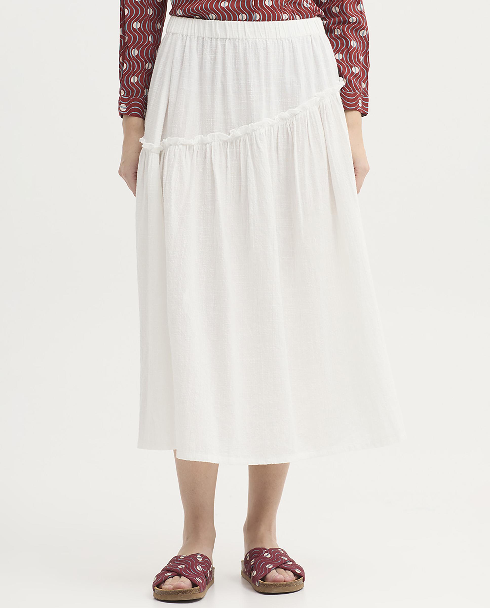 Nice Things - Falda midi con volantes y cinturilla elástica.