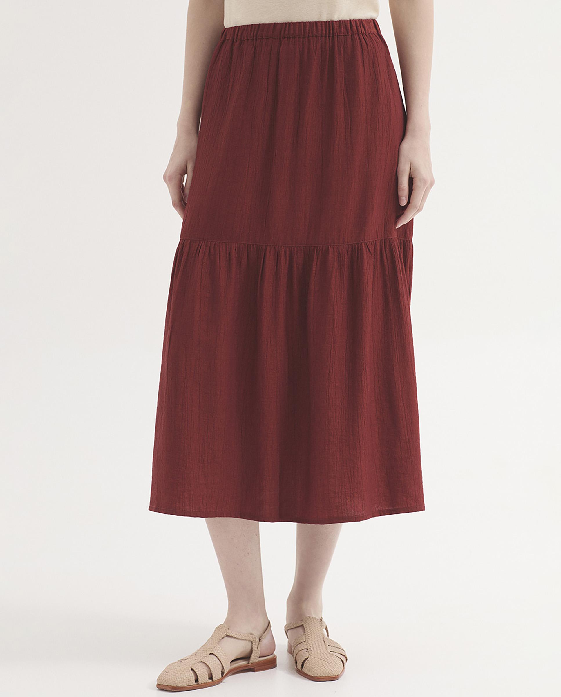 Nice Things - Falda midi con volante y cinturilla elástica.