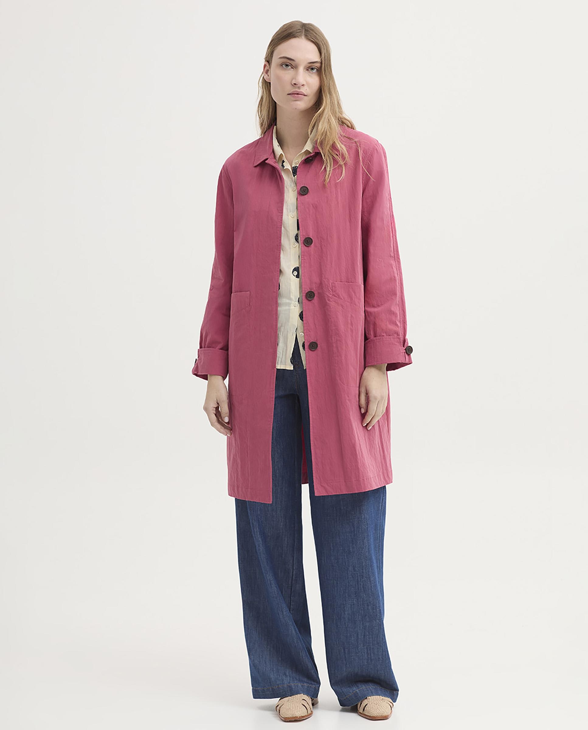 Nice Things - Gabardina de mujer repelente al agua con bolsillos delanteros.