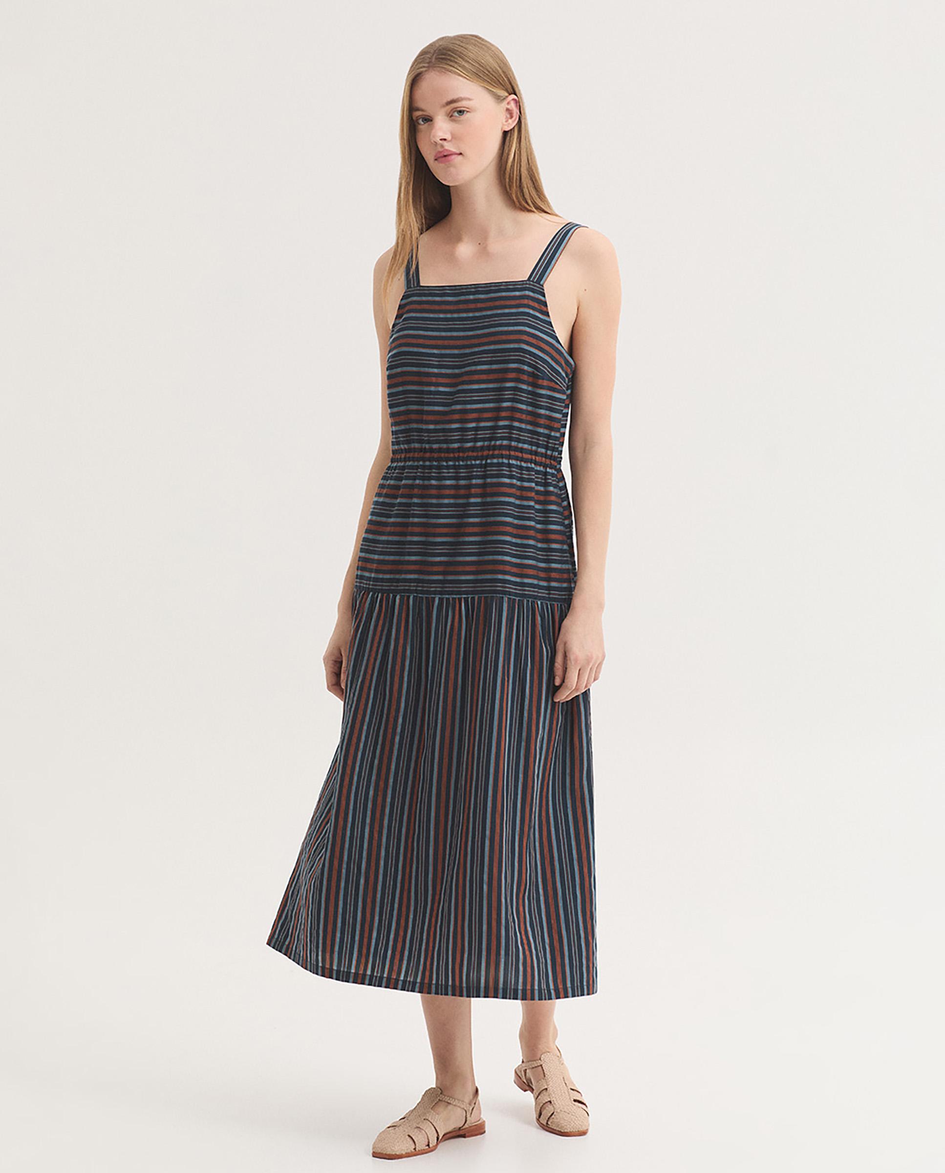 Nice Things - Vestido midi de rayas con cinturilla elástica.