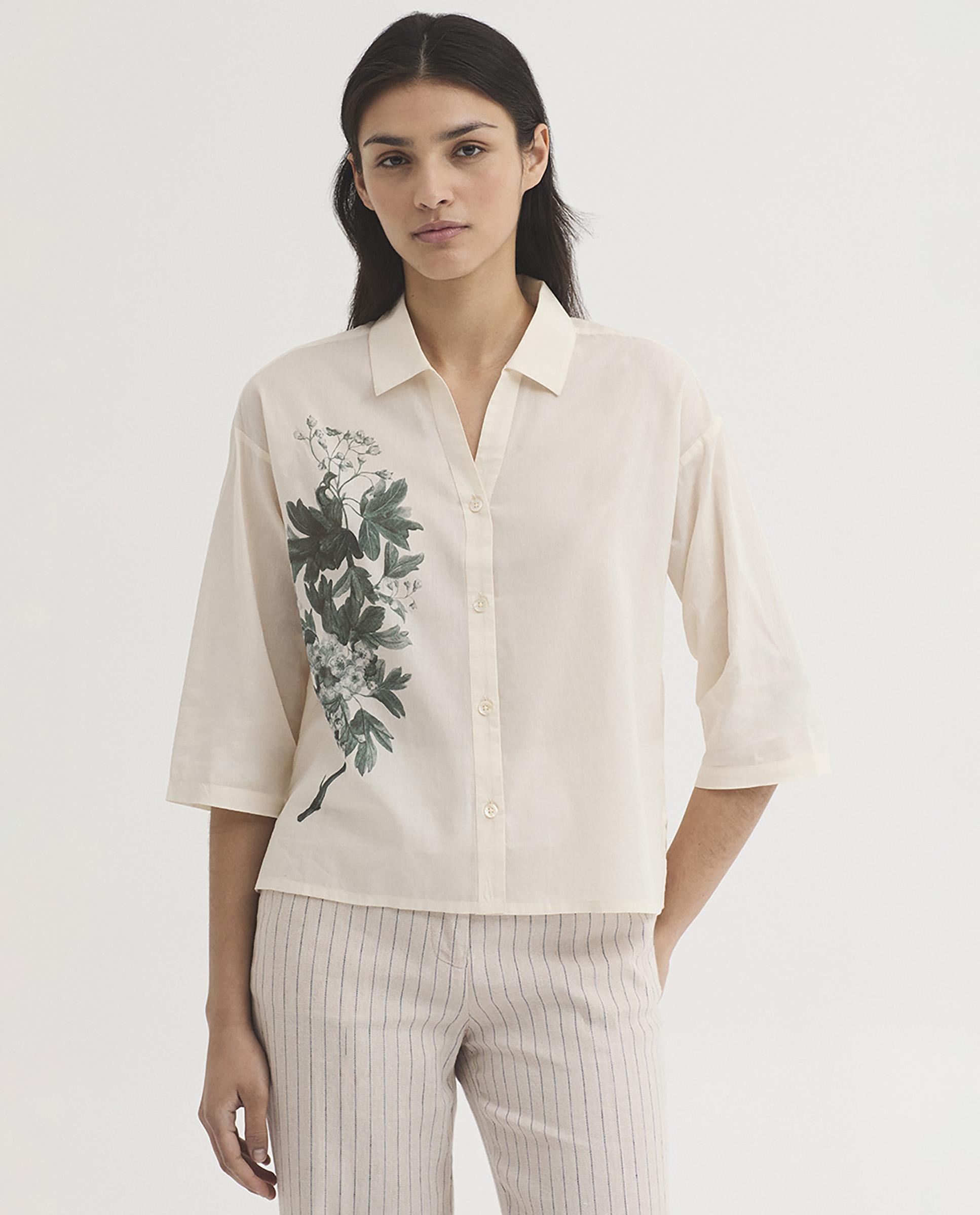 Nice Things - Camisa de mujer 100% algodón con dibujo frontal.