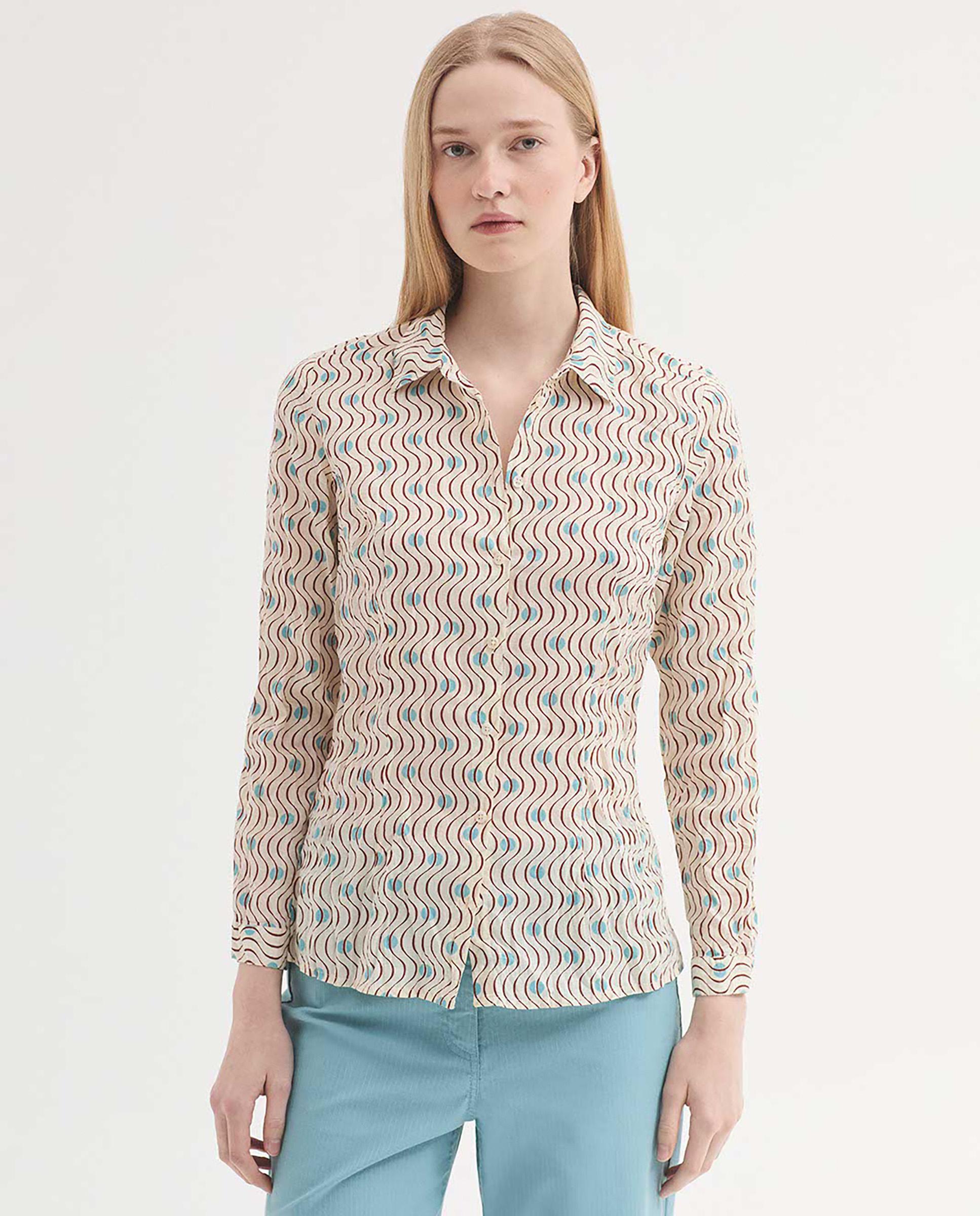 Nice Things - Camisa de mujer 100% algodón con estampado geométrico.