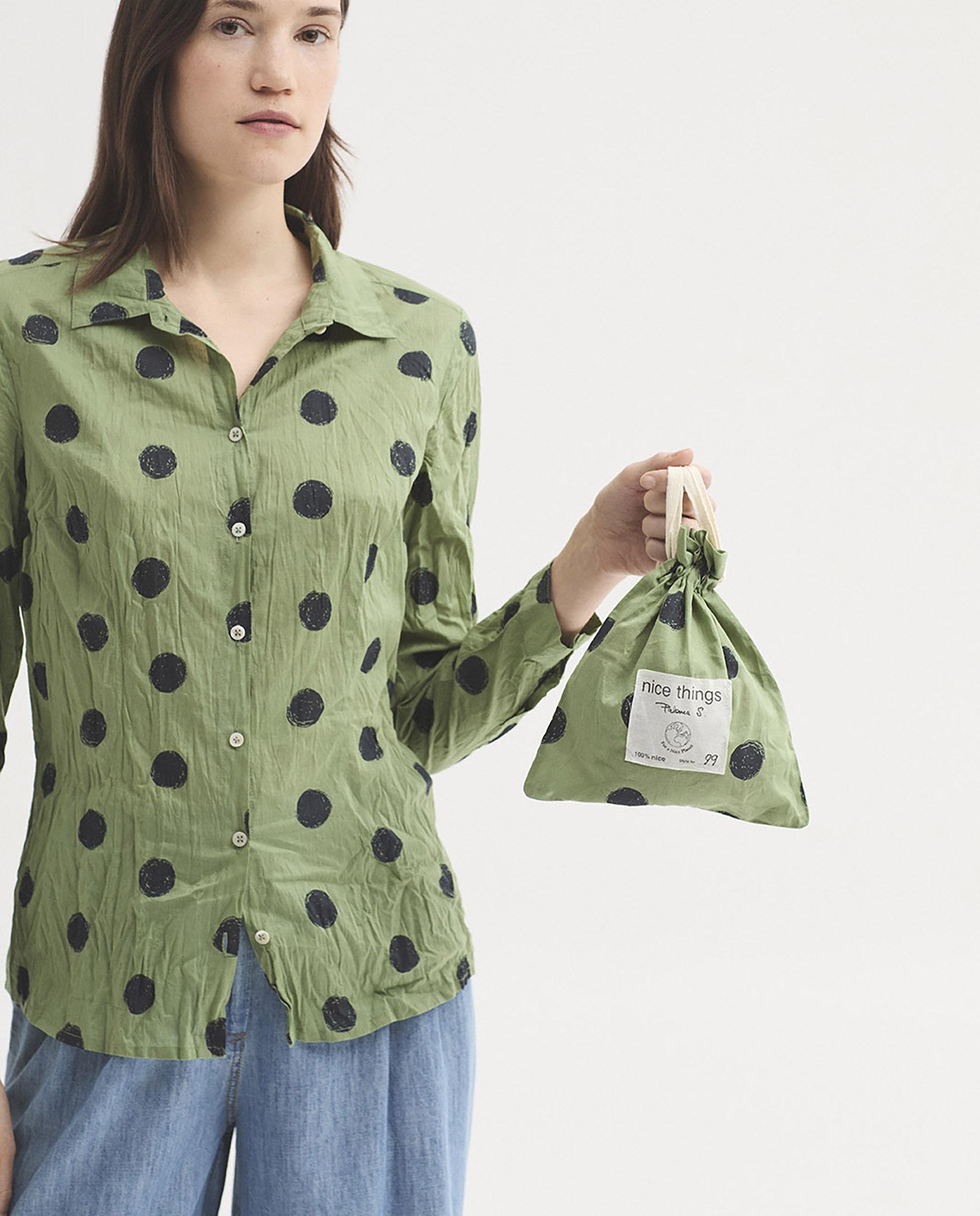Camisa de mujer 100% algodón con lunares - Nice Things - Kaki Kaki-5