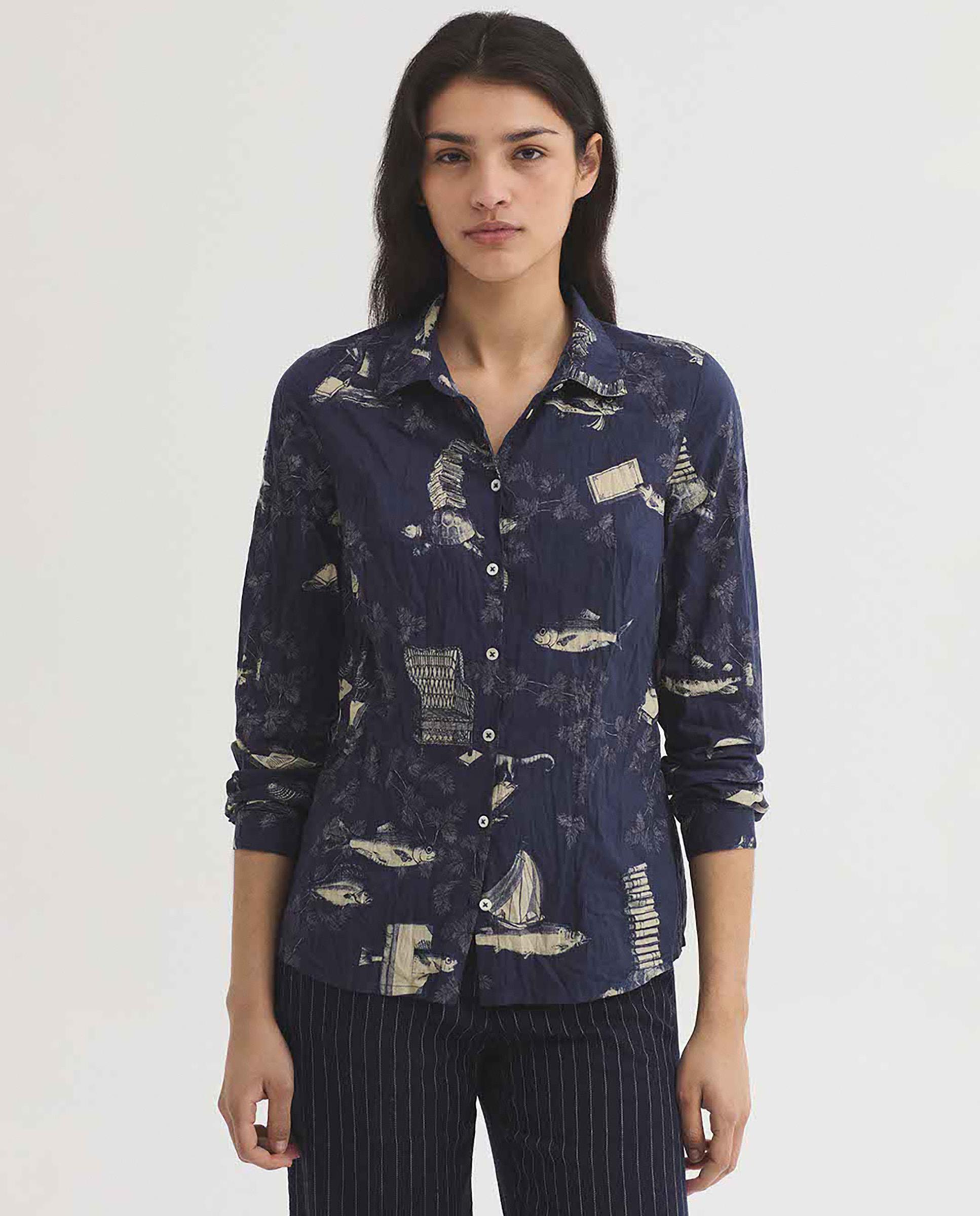 Nice Things - Camisa de mujer 100% algodón estampada.
