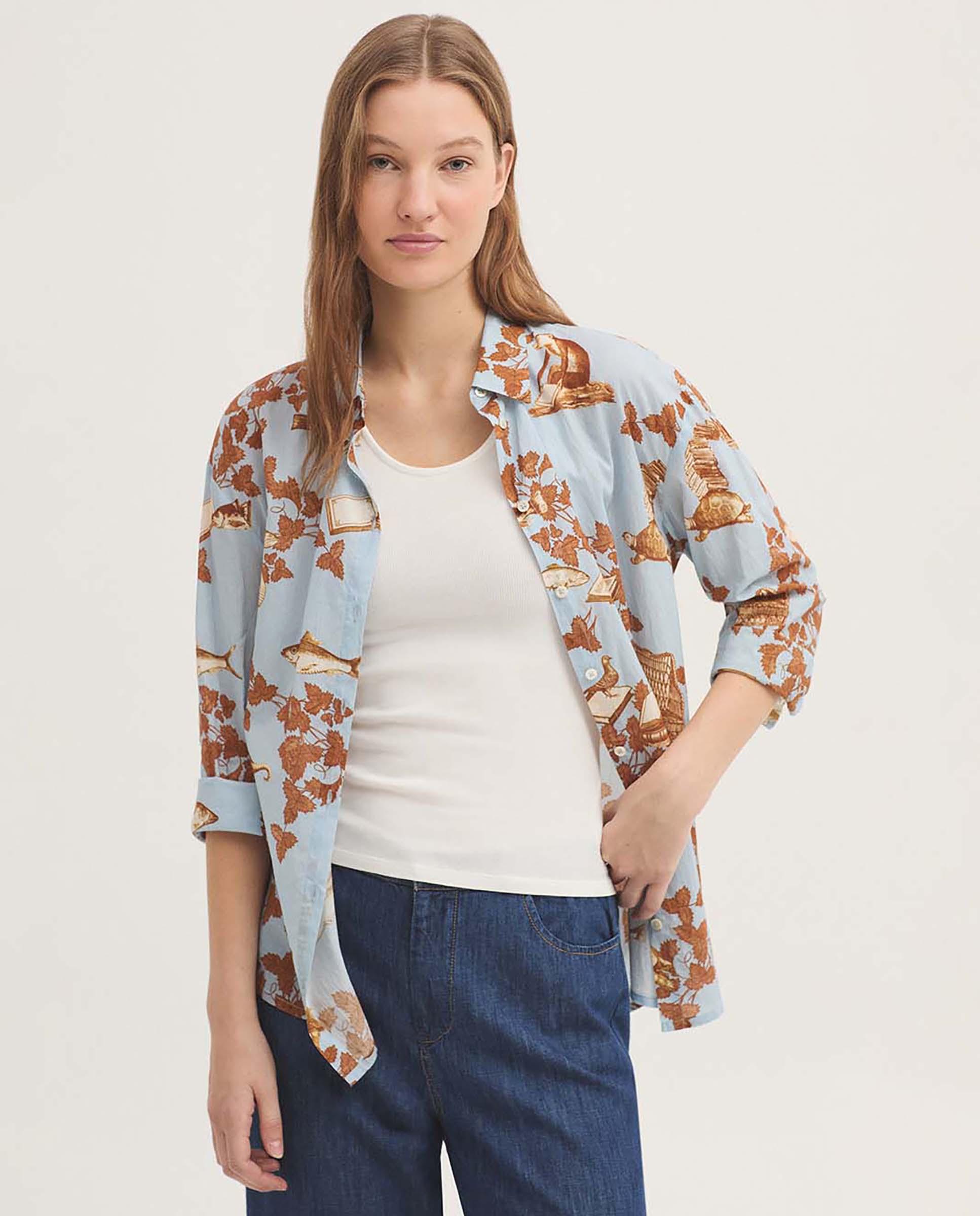 Nice Things - Camisa de mujer 100% algodón de manga larga.