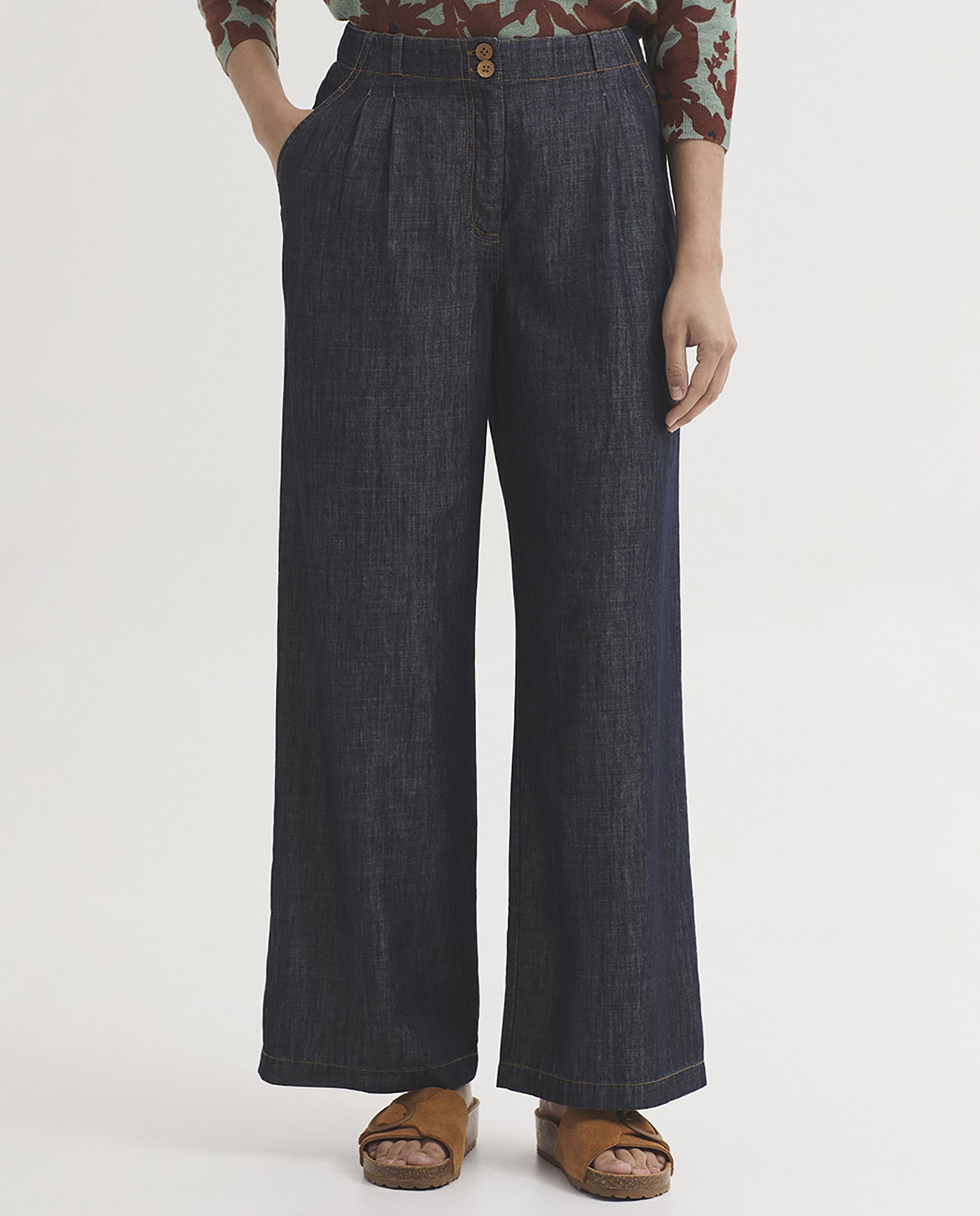 Nice Things - Pantalones anchos de mujer con pinzas.