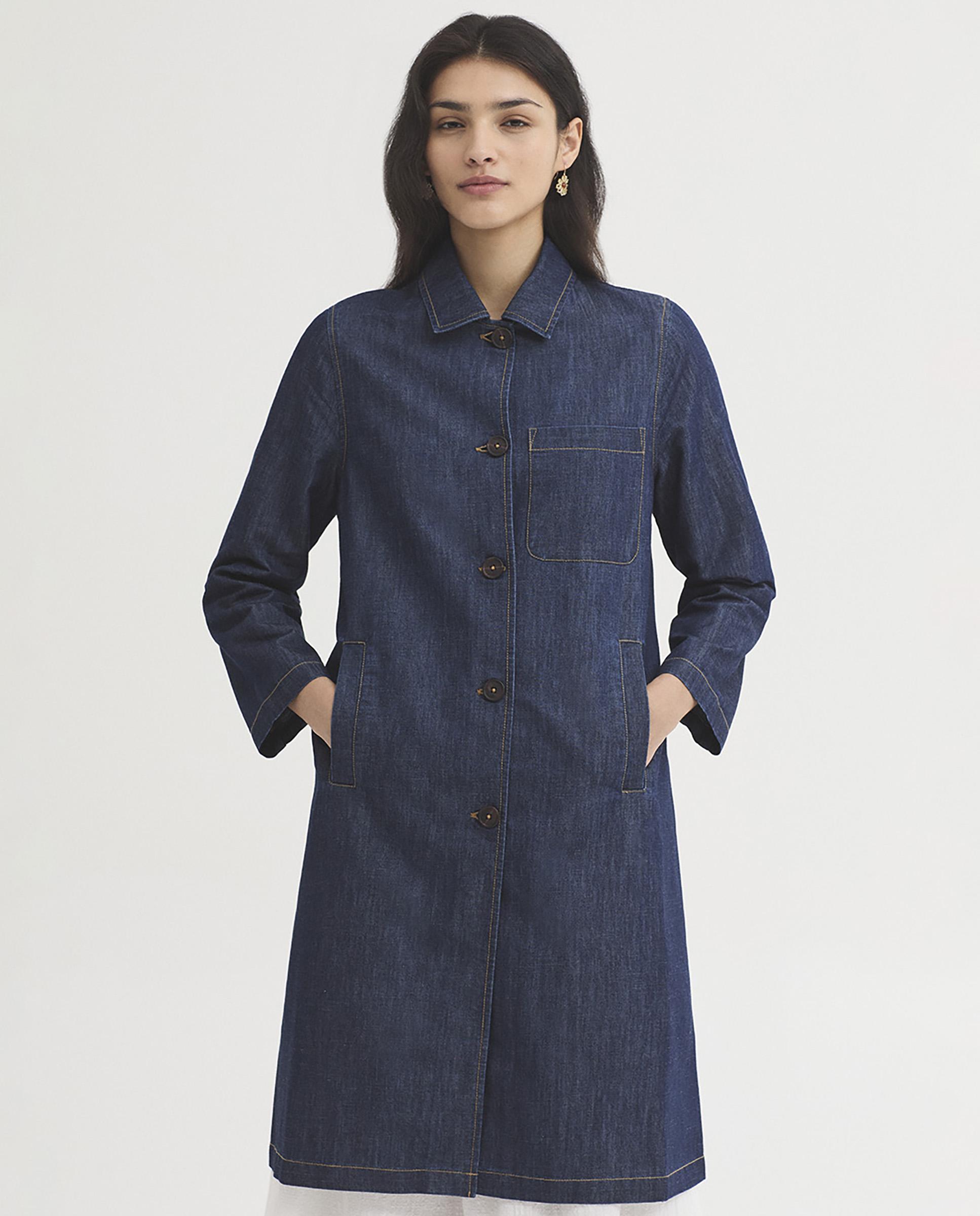 Chaqueta de mujer estilo tejana con cuello camisero - Nice Things - Azul marino Azul marino-2