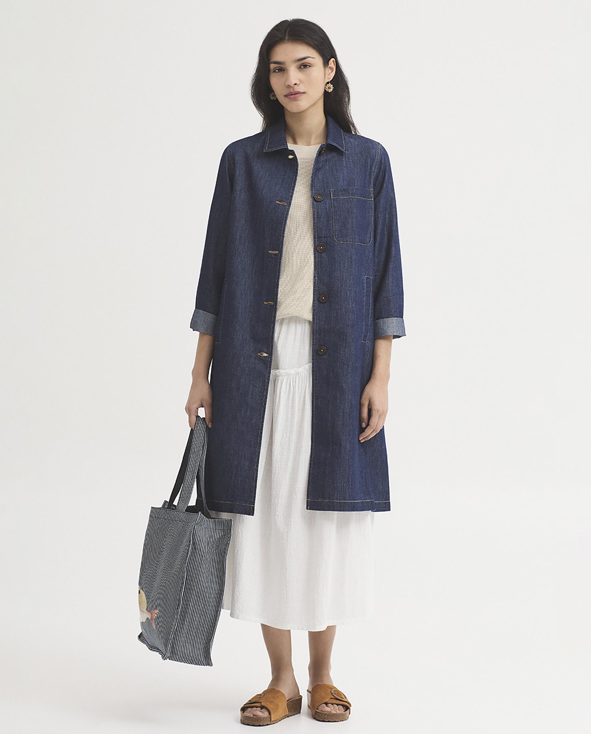 Chaqueta de mujer estilo tejana con cuello camisero - Nice Things - Azul marino Azul marino-6