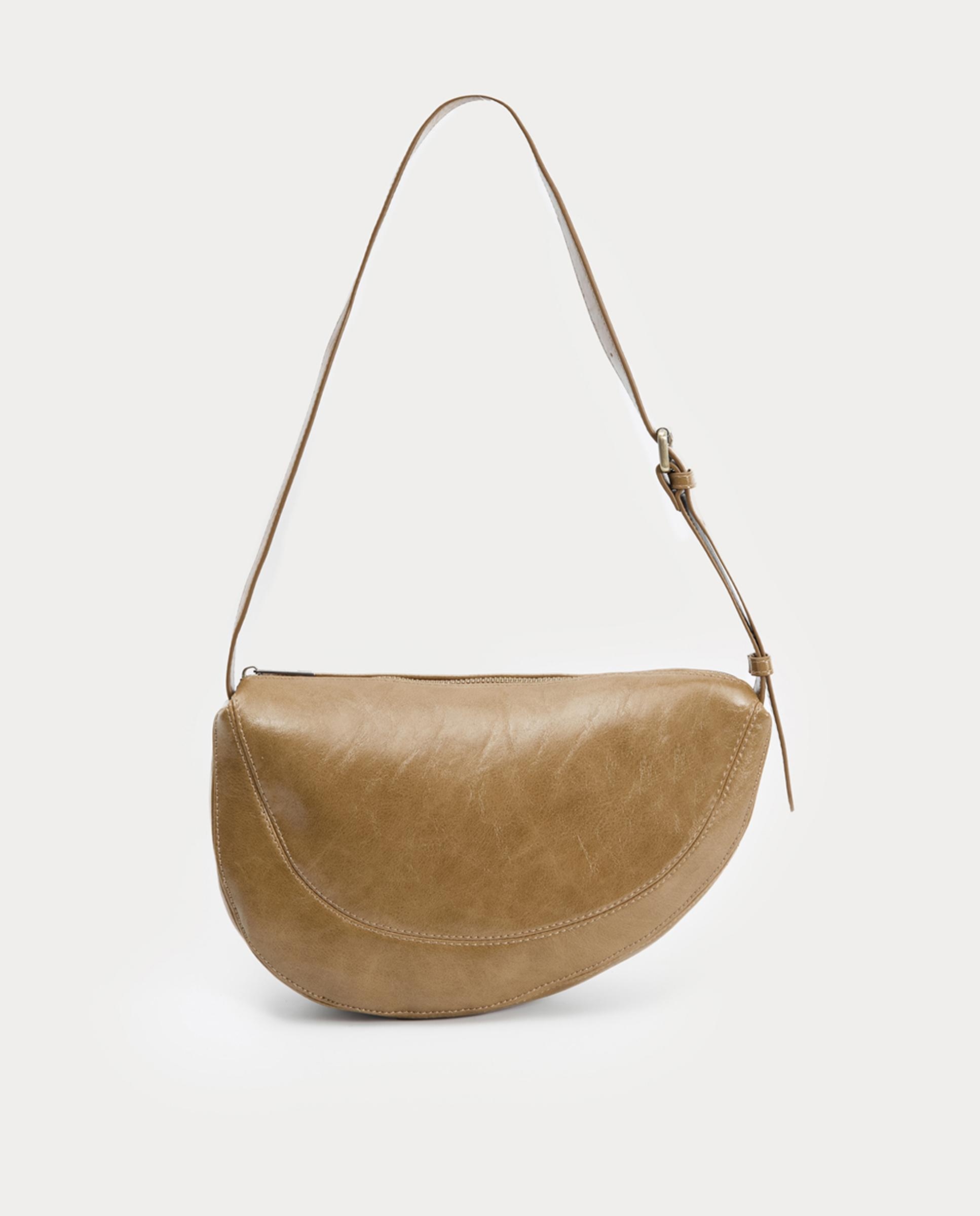 Imagen 0 de Bolso de hombro liso con asa regulable Marrón
