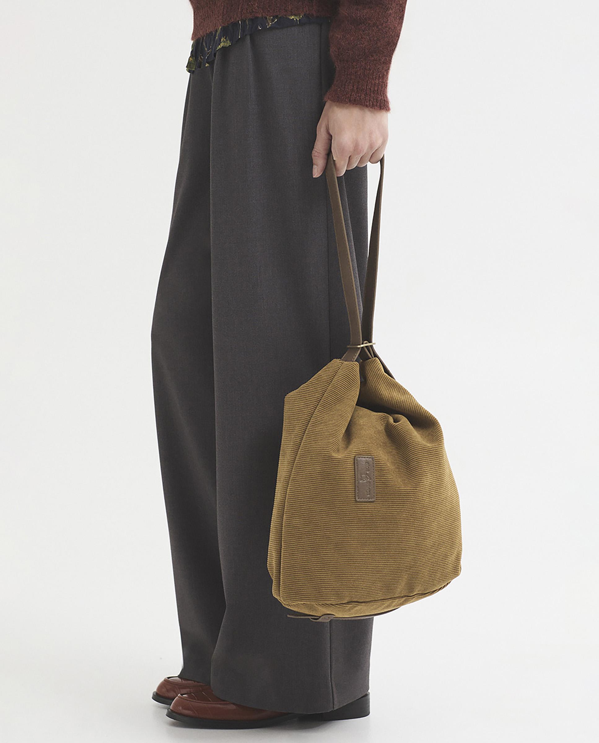 Bolso de hombro de pana con cierre de cremallera - Nice Things - Beige Beige-3