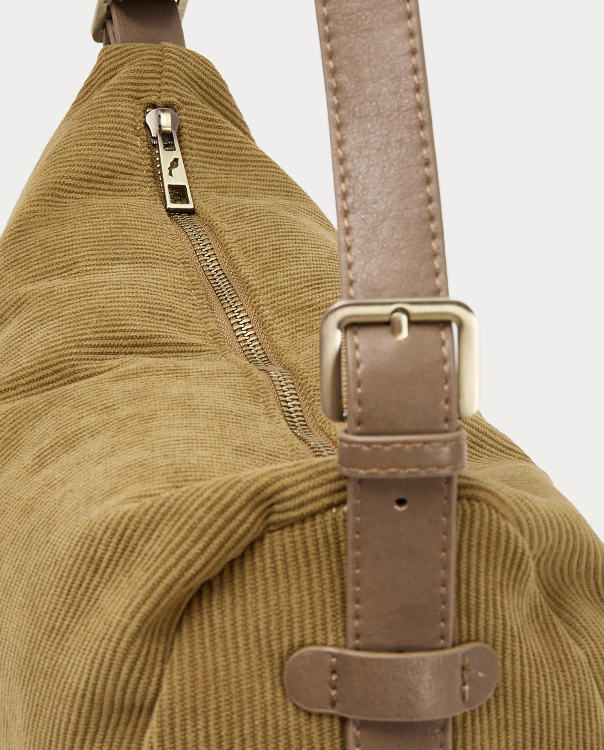 Bolso de hombro de pana con cierre de cremallera - Nice Things - Beige Beige-7