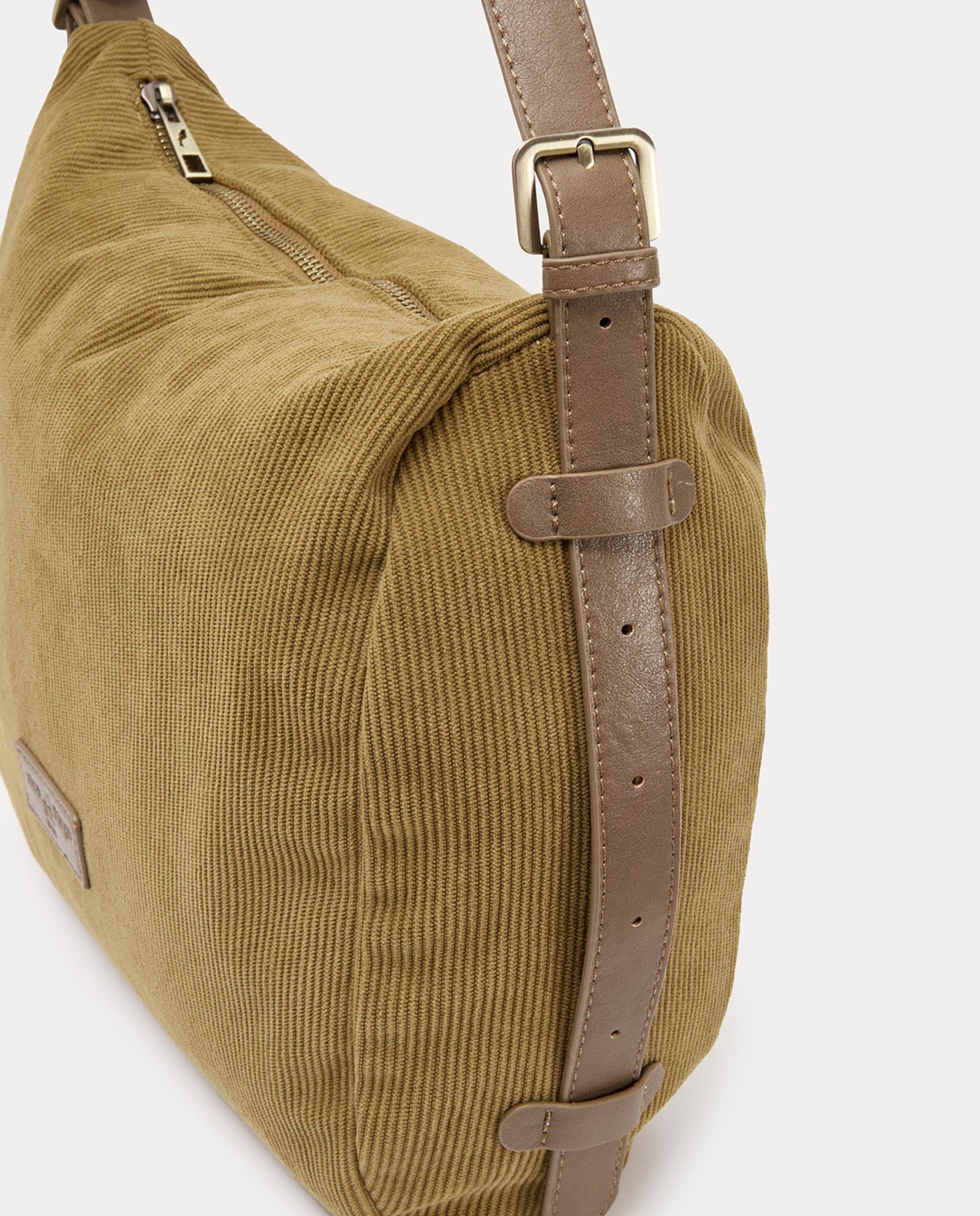Bolso de hombro de pana con cierre de cremallera - Nice Things - Beige Beige-6