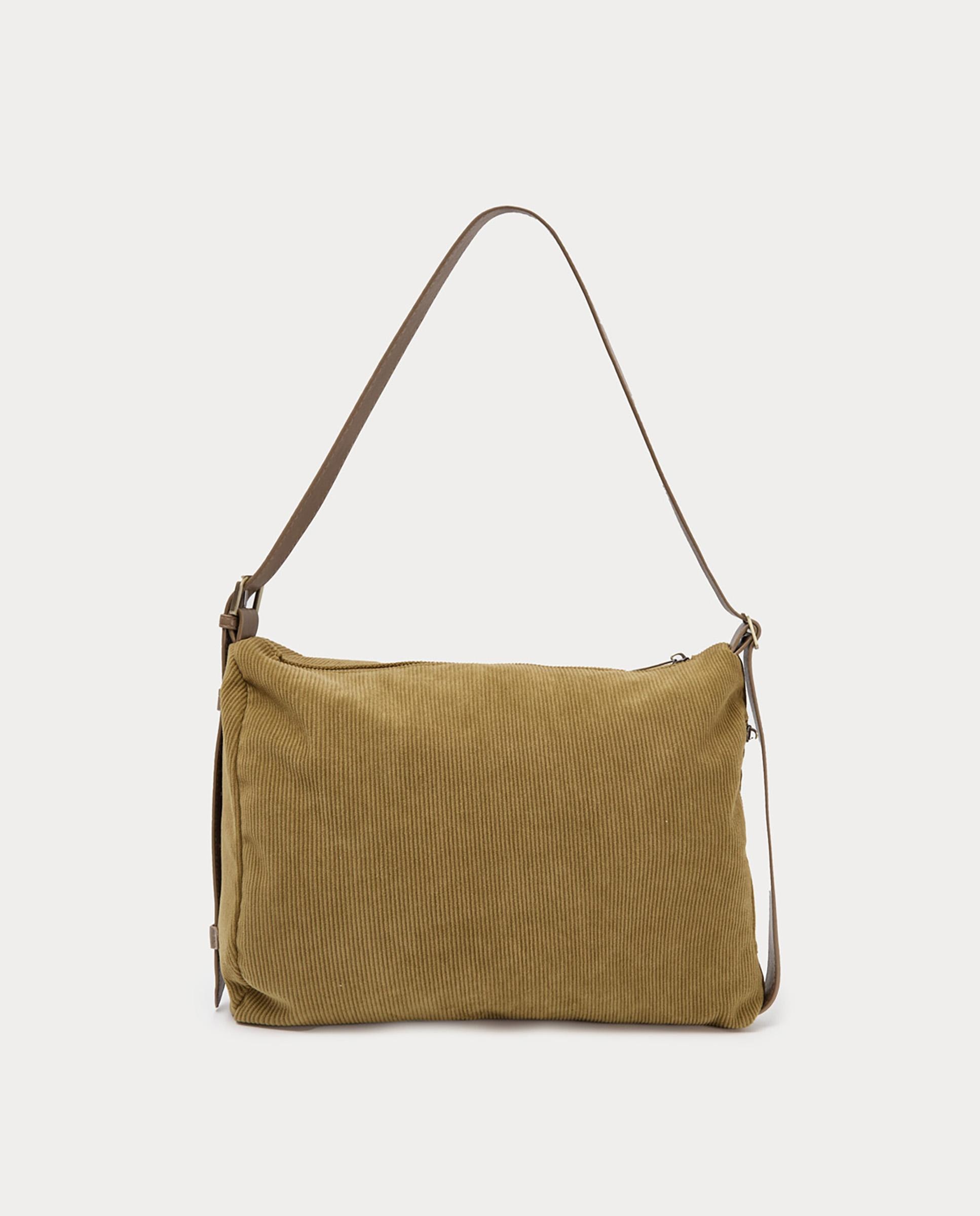 Bolso de hombro de pana con cierre de cremallera - Nice Things - Beige Beige-8