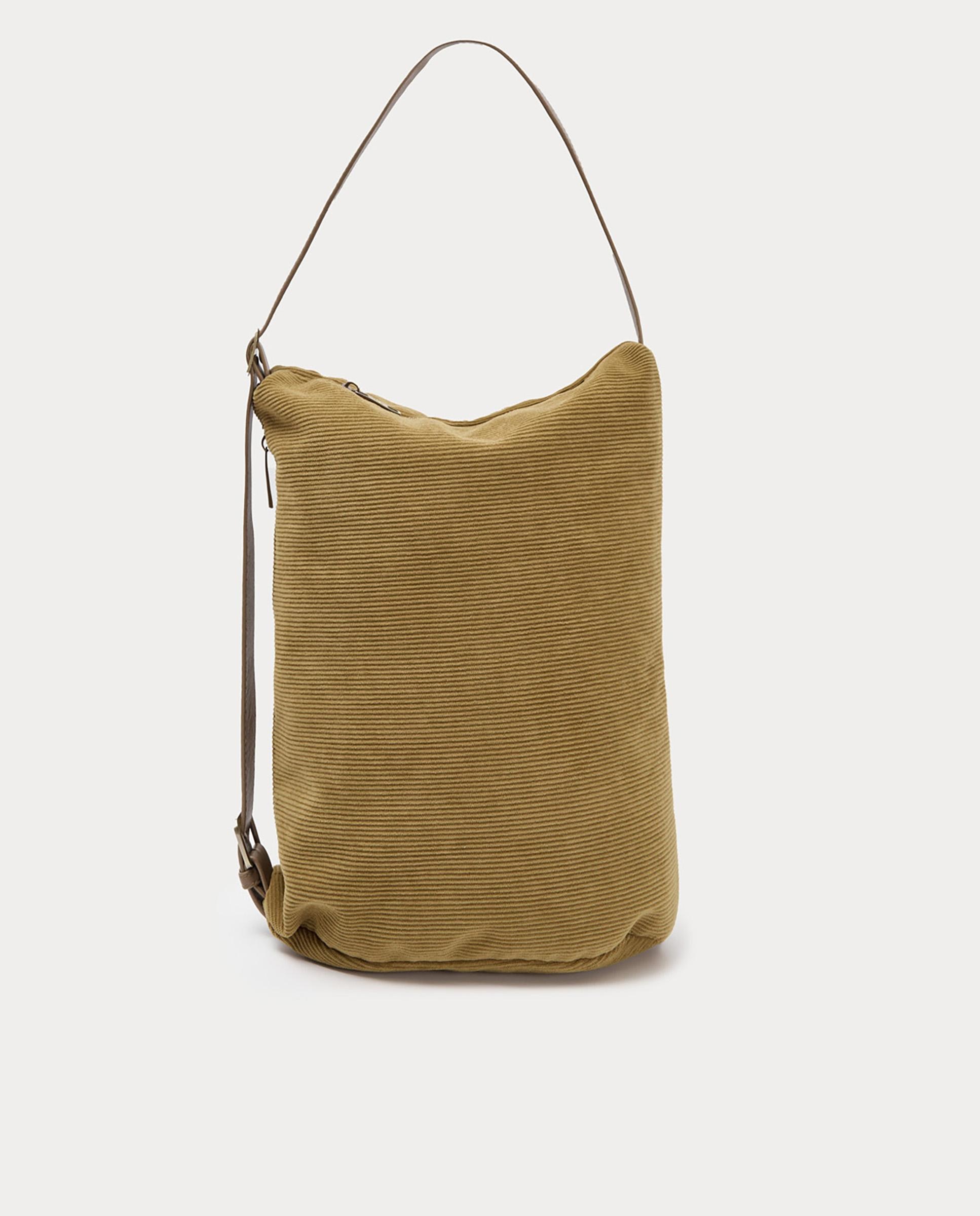 Bolso de hombro de pana con cierre de cremallera - Nice Things - Beige Beige-9