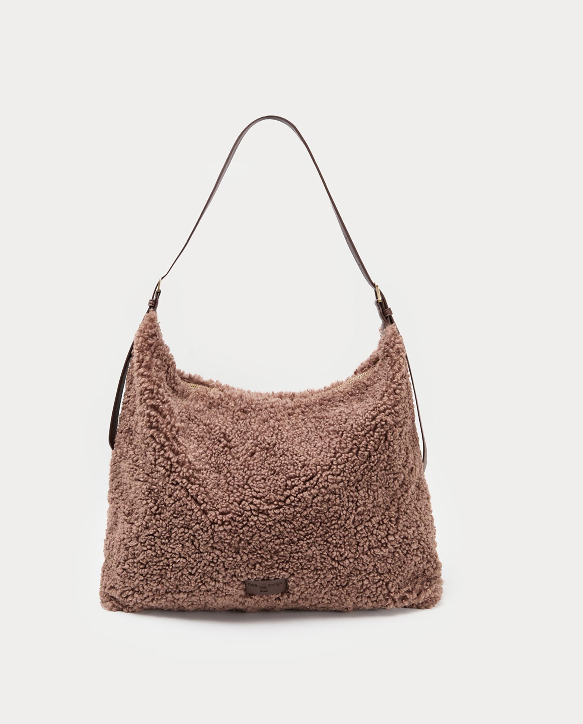 Bolso de hombro estilo hobo con cierre de cremallera - Nice Things - Marrón Marrón-1