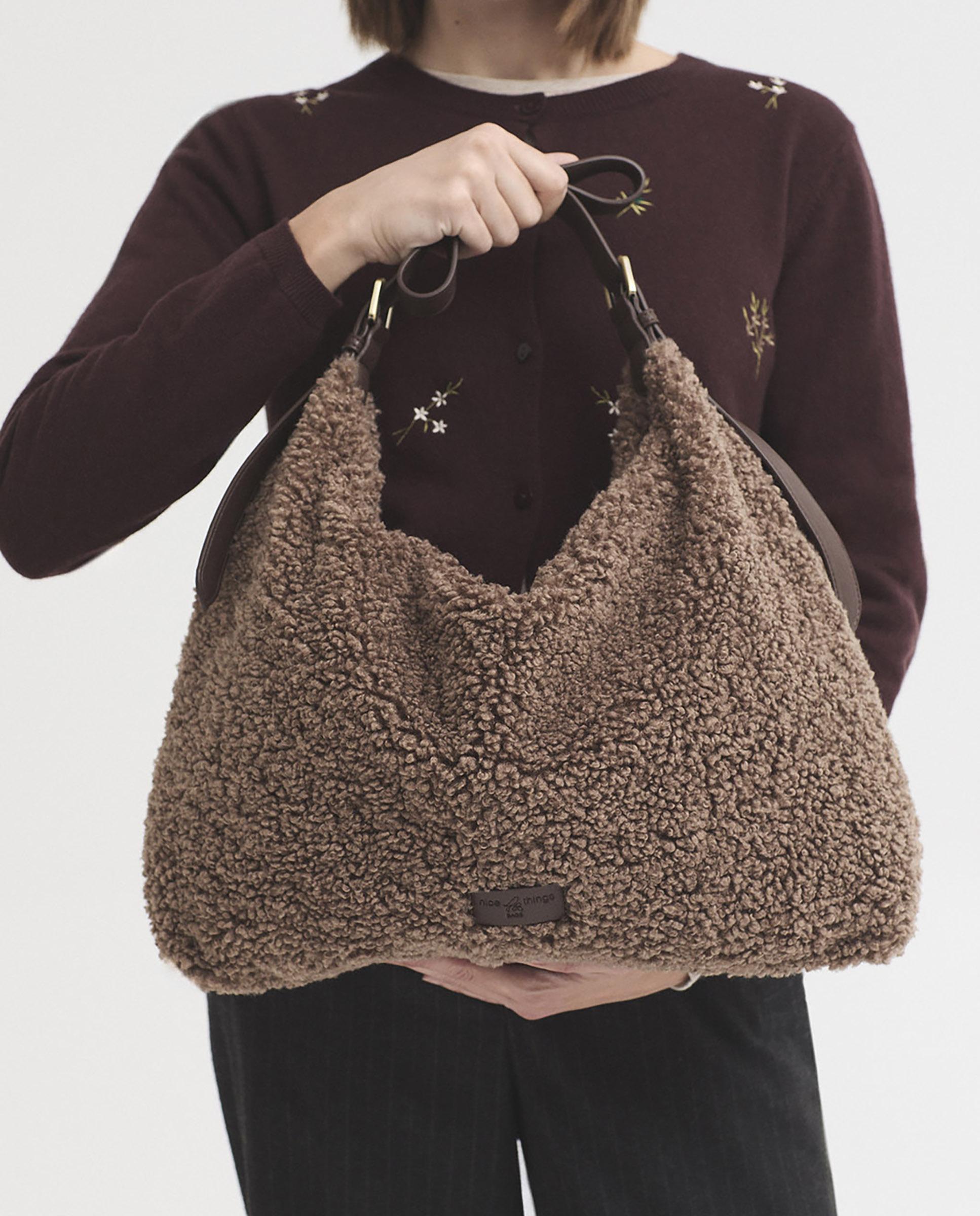 Bolso de hombro estilo hobo con cierre de cremallera - Nice Things - Marrón Marrón-2