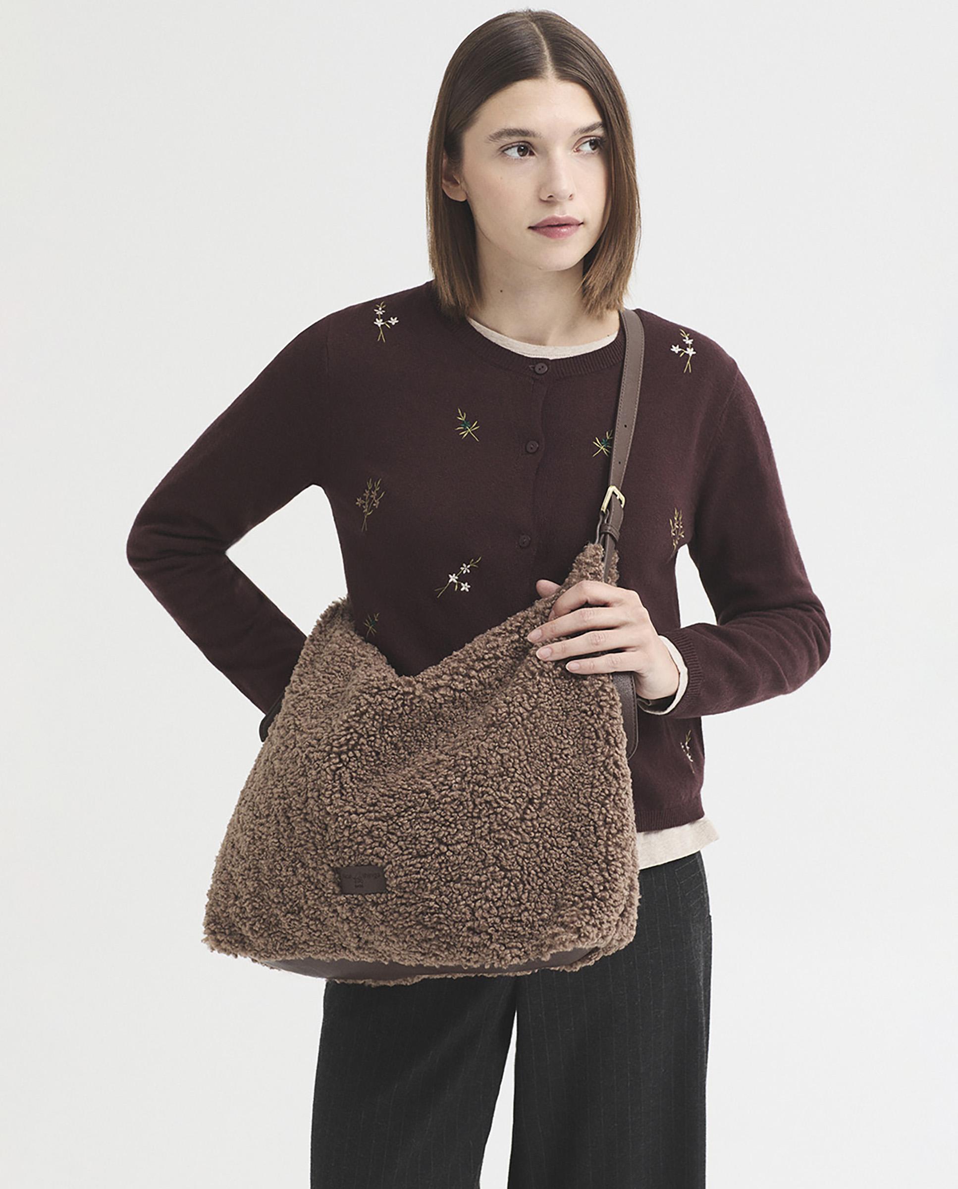 Bolso de hombro estilo hobo con cierre de cremallera - Nice Things - Marrón Marrón-4