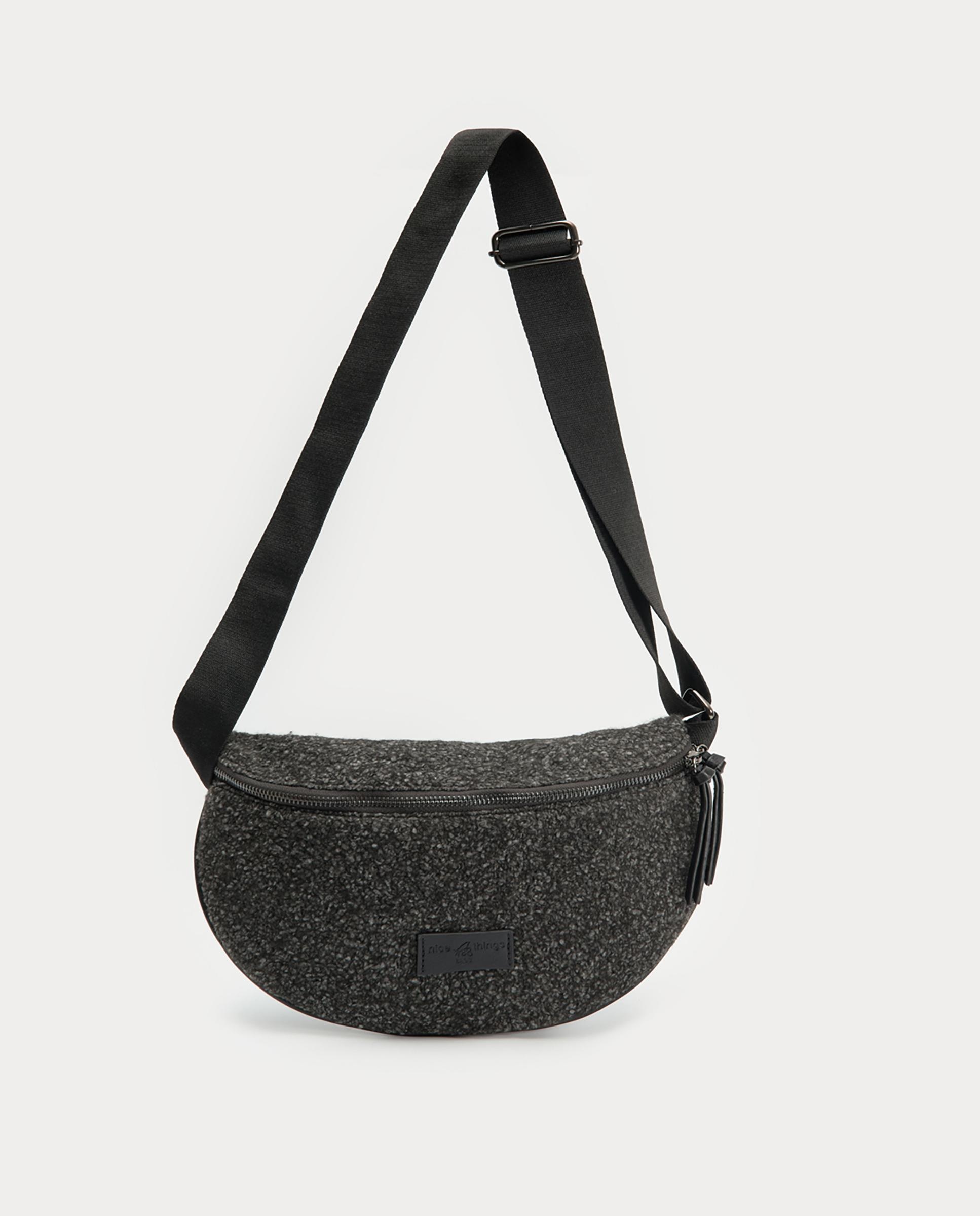 Bandolera de mujer redondeada con cierre de cremallera - Nice Things - Gris Gris-1