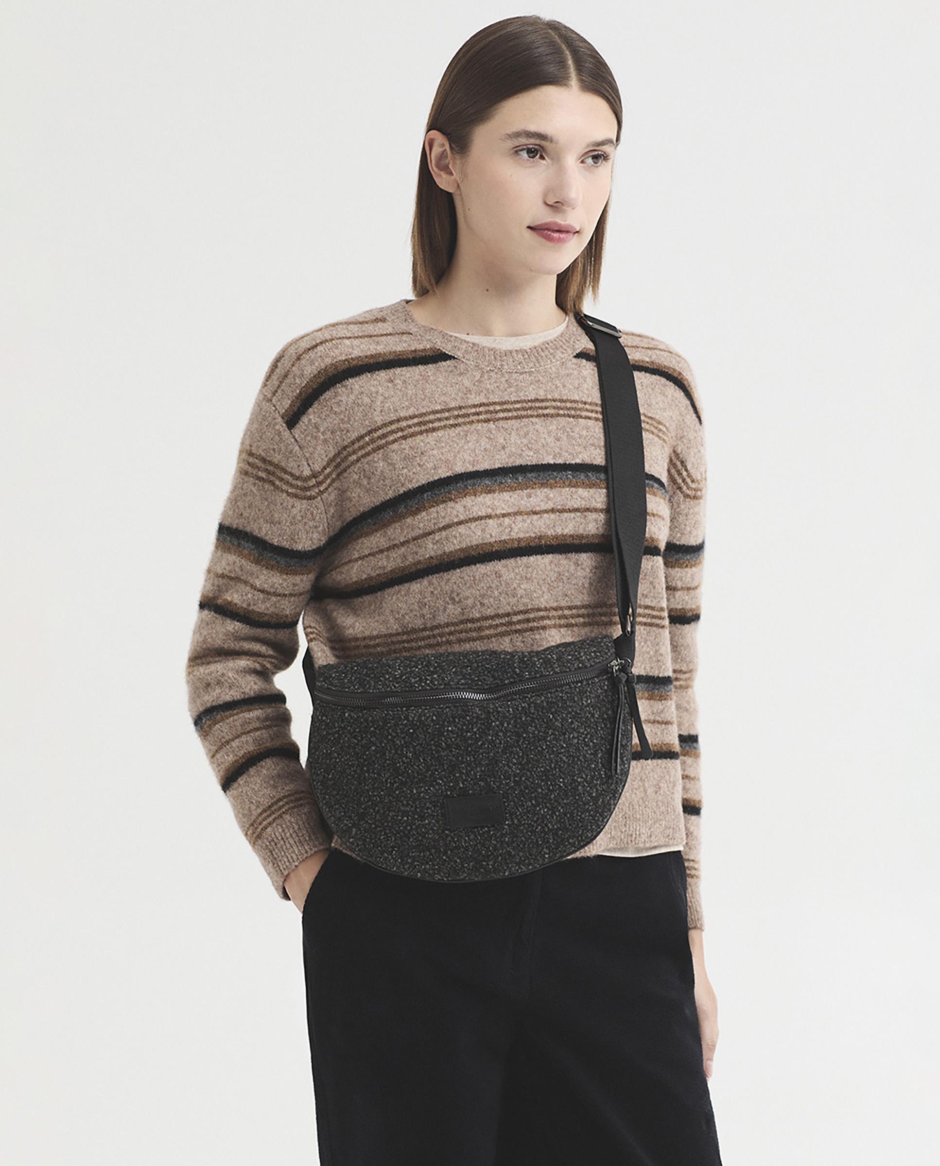 Bandolera de mujer redondeada con cierre de cremallera - Nice Things - Gris Gris-4