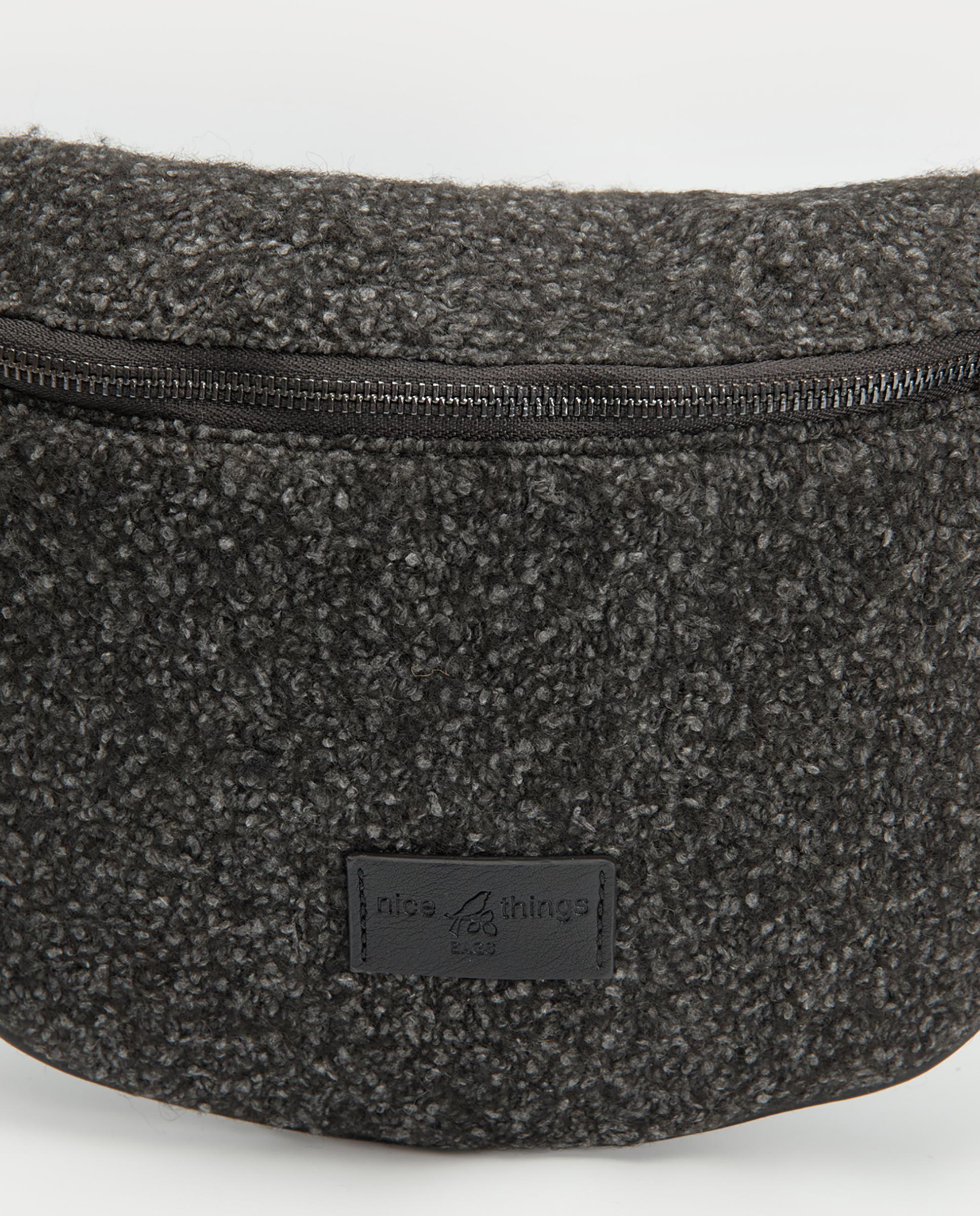 Bandolera de mujer redondeada con cierre de cremallera - Nice Things - Gris Gris-7