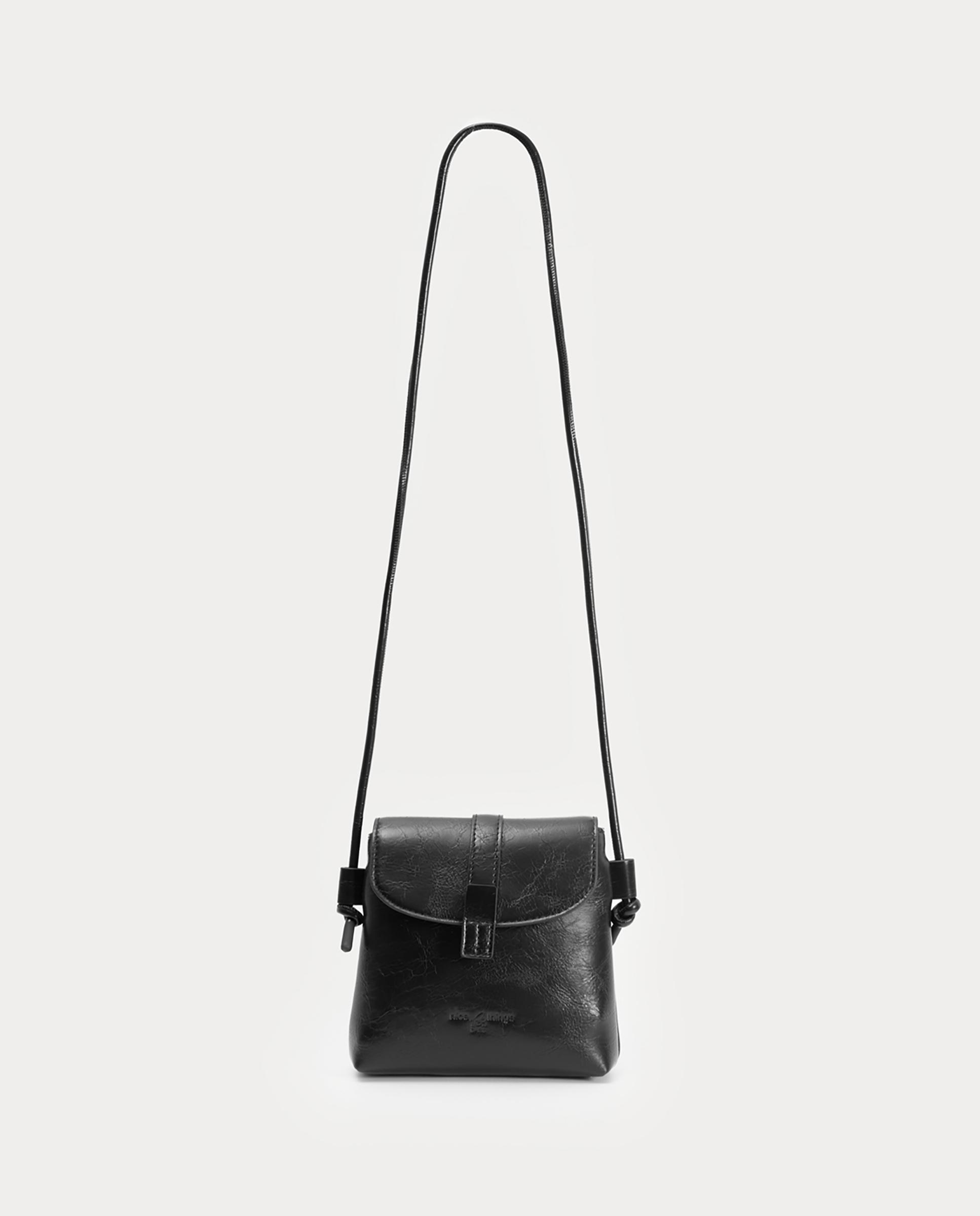 Bandolera pequeña de mujer con logo grabado - Nice Things - Negro Negro-5