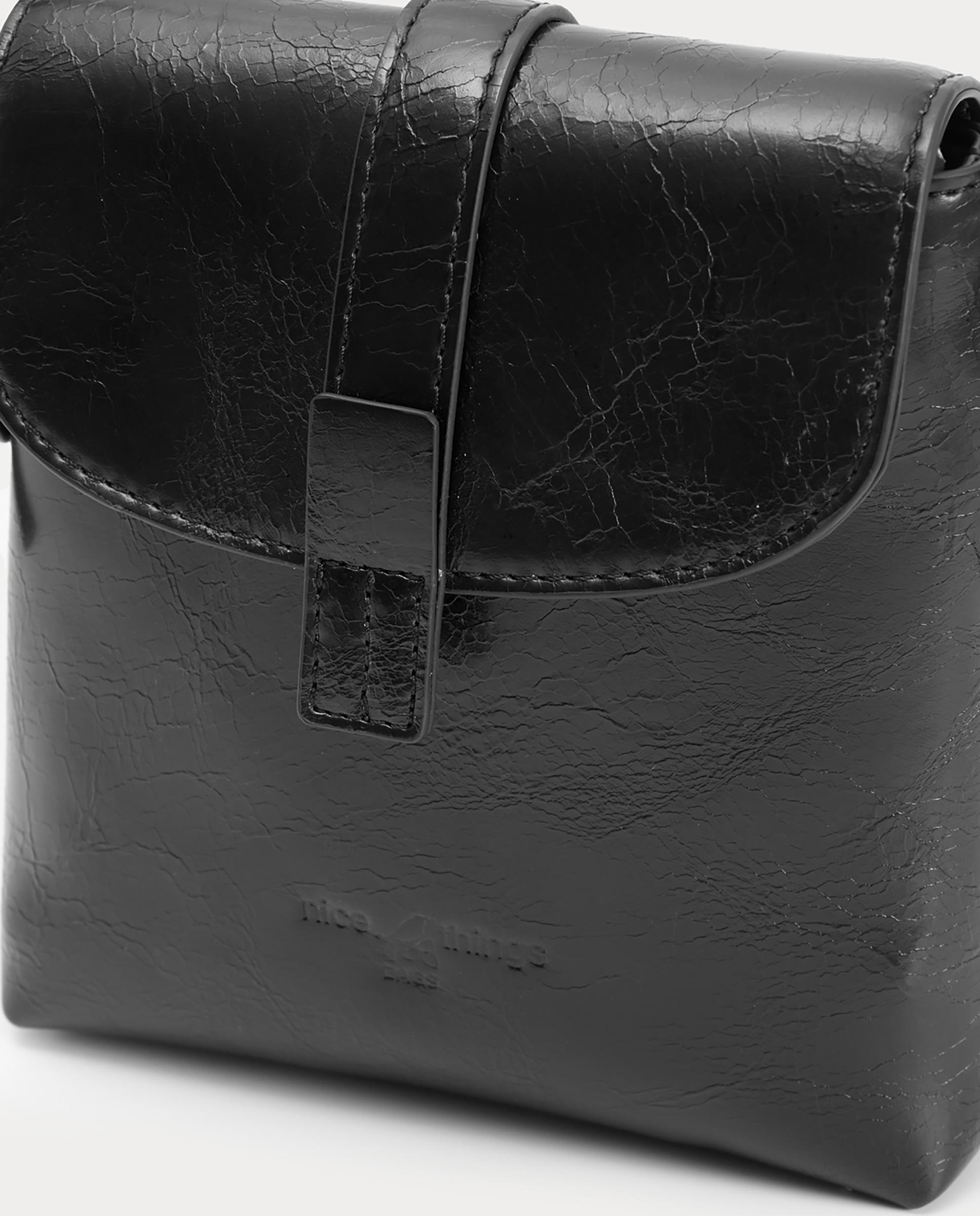 Bandolera pequeña de mujer con logo grabado - Nice Things - Negro Negro-7