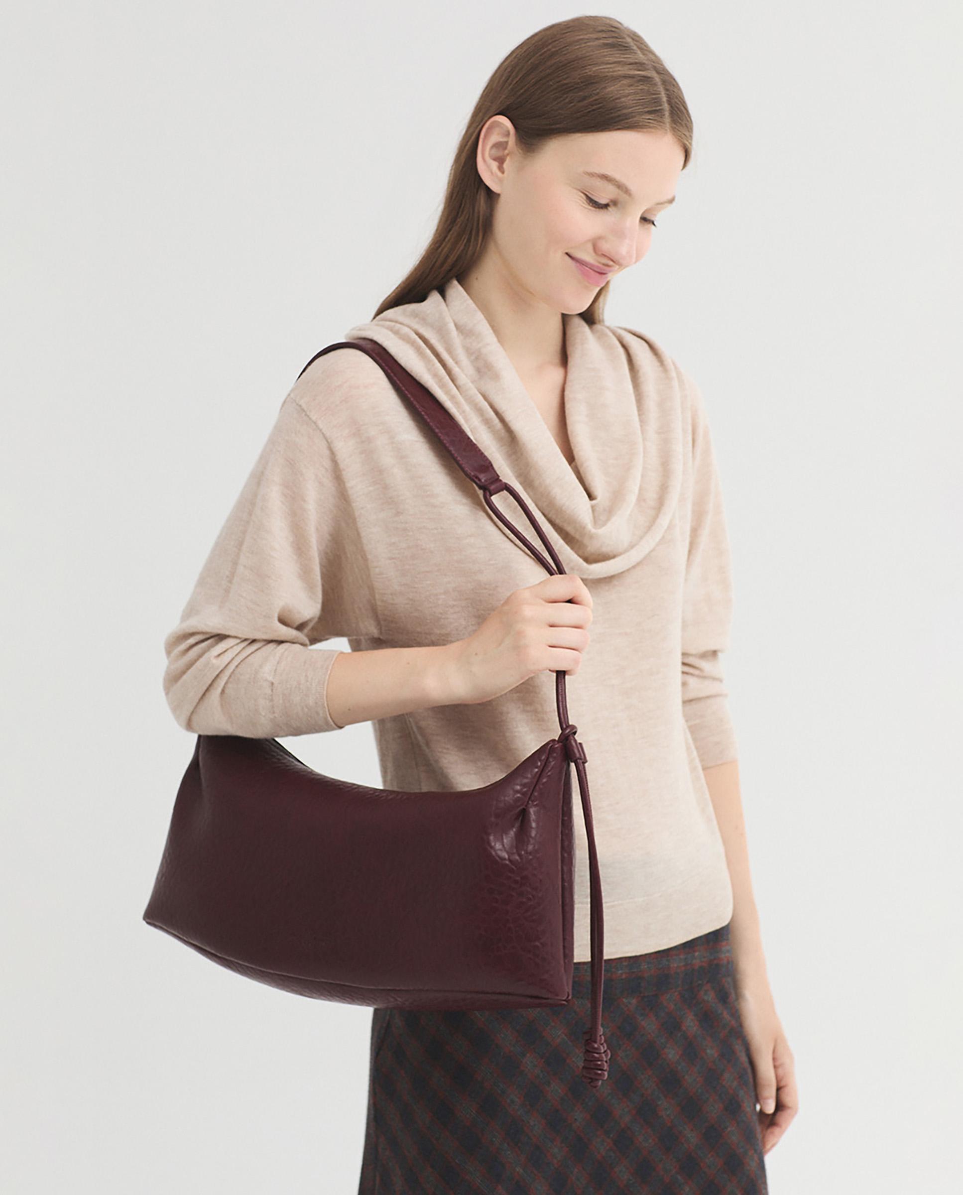 Bolso de hombro efecto animal print con cierre de cremallera - Nice Things - Burdeos Burdeos-3
