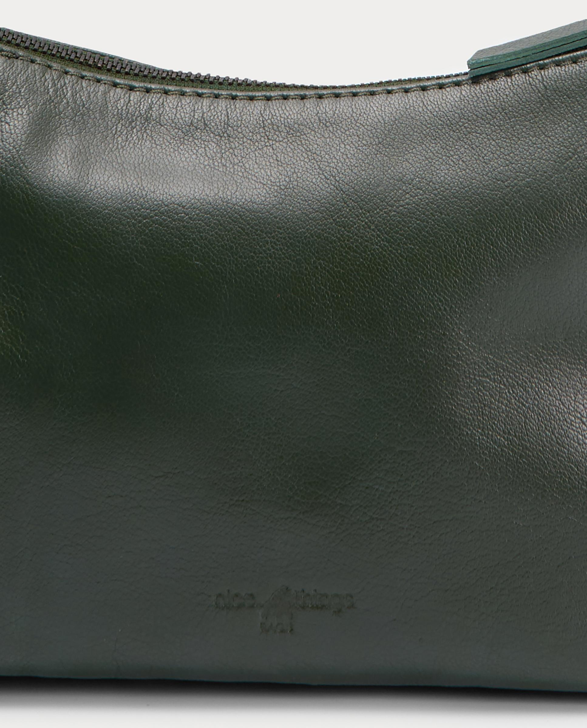 Bolso de hombro 100% piel con rayas y asa regulable - Nice Things - Verde Verde-8