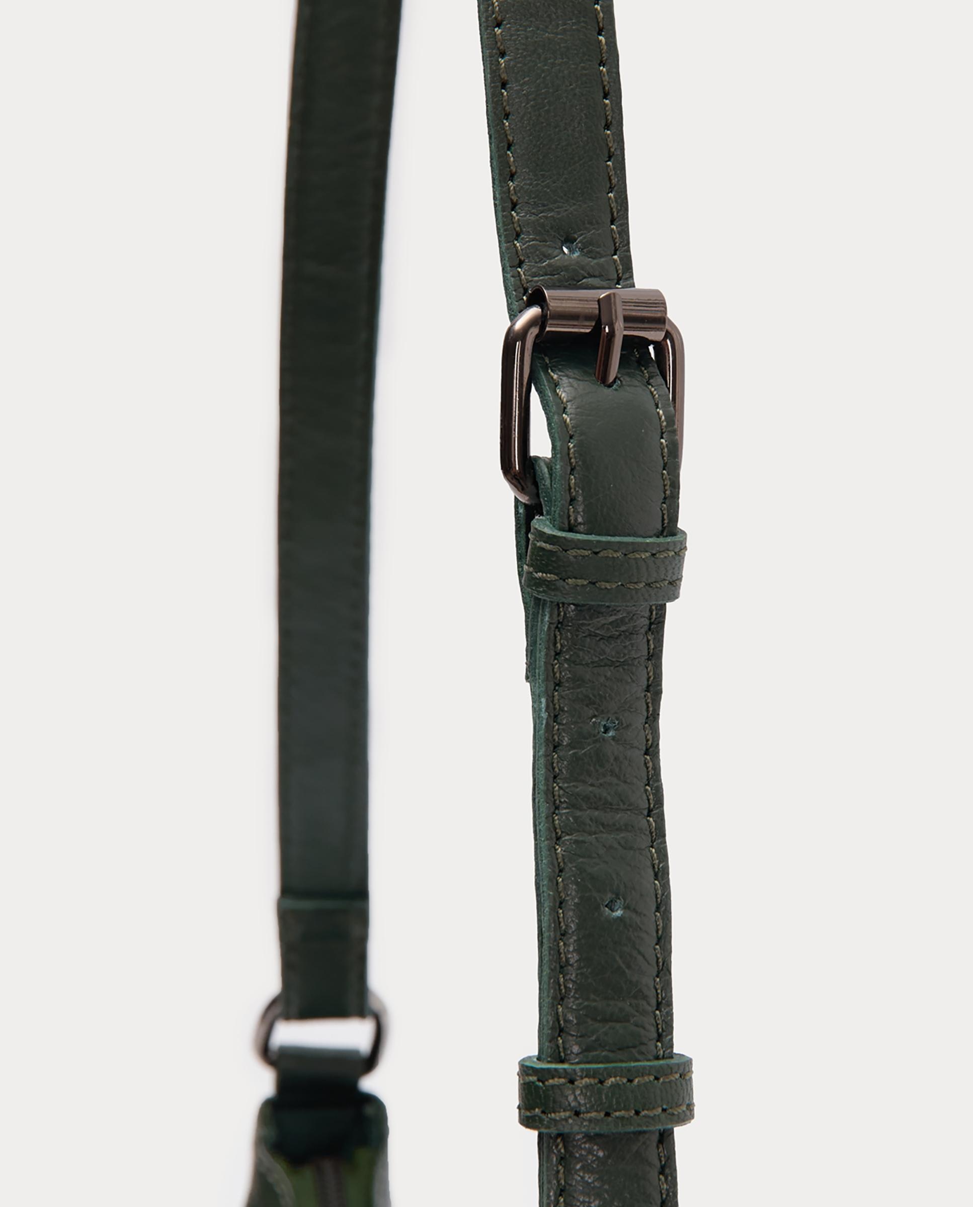 Bolso de hombro 100% piel con rayas y asa regulable - Nice Things - Verde Verde-5