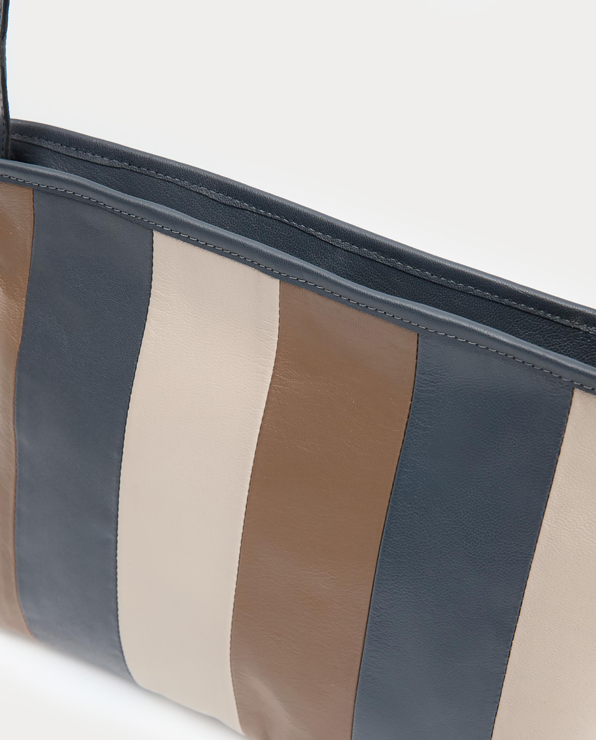 Bandolera de mujer 100% piel de rayas - Nice Things - Gris Gris-5