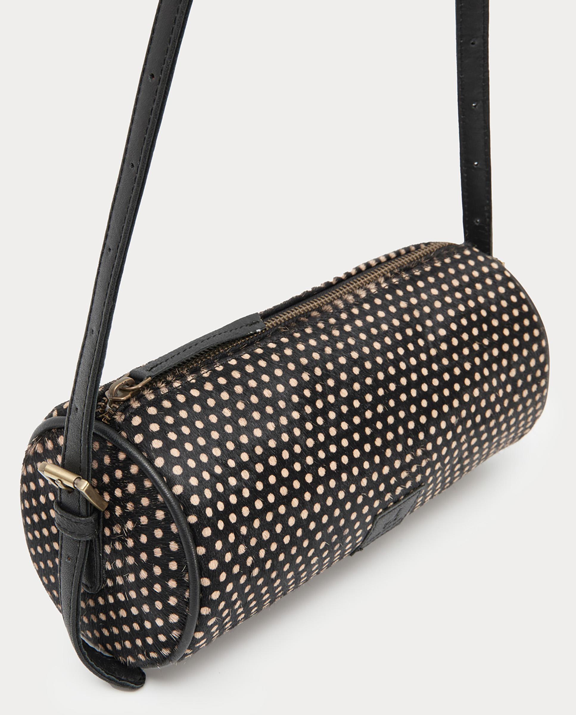 Bandolera de mujer 100% piel estilo bowling con cierre de cremallera - Nice Things - Negro Negro-7