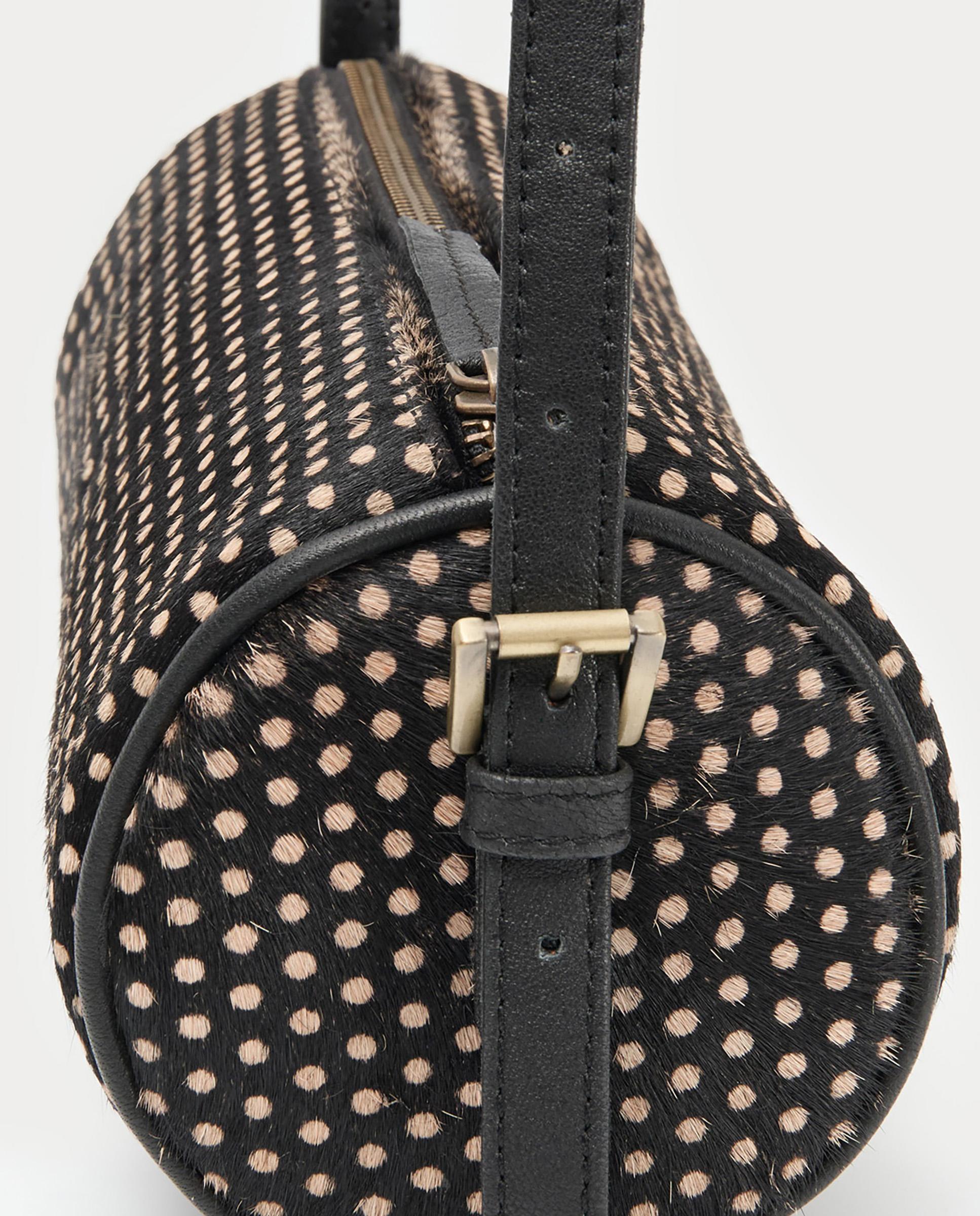Bandolera de mujer 100% piel estilo bowling con cierre de cremallera - Nice Things - Negro Negro-6