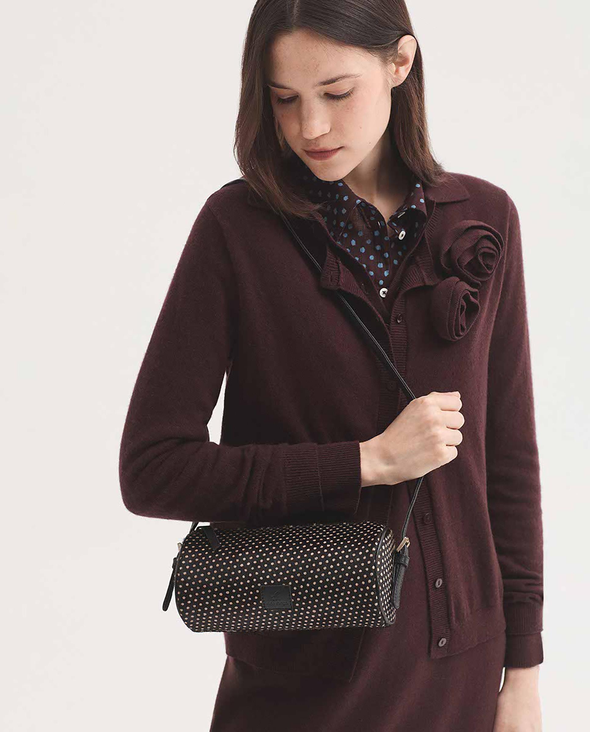 Bandolera de mujer 100% piel estilo bowling con cierre de cremallera - Nice Things - Negro Negro-2