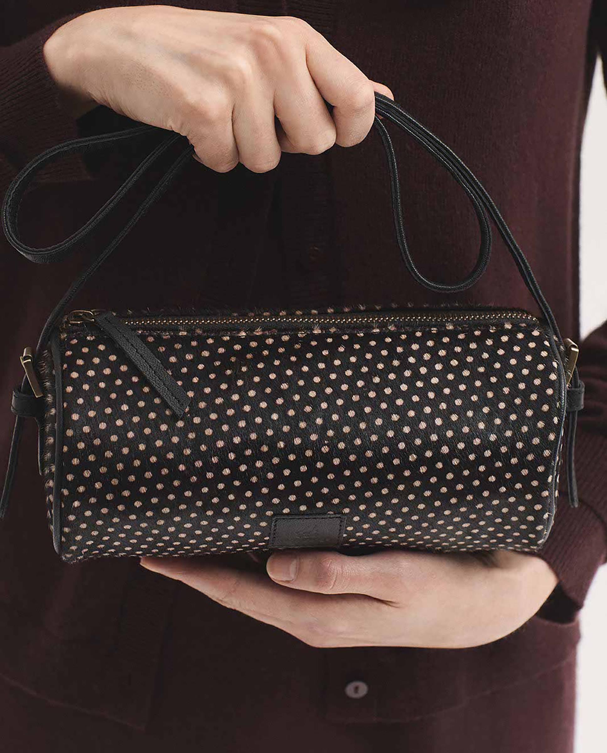 Bandolera de mujer 100% piel estilo bowling con cierre de cremallera - Nice Things - Negro Negro-3
