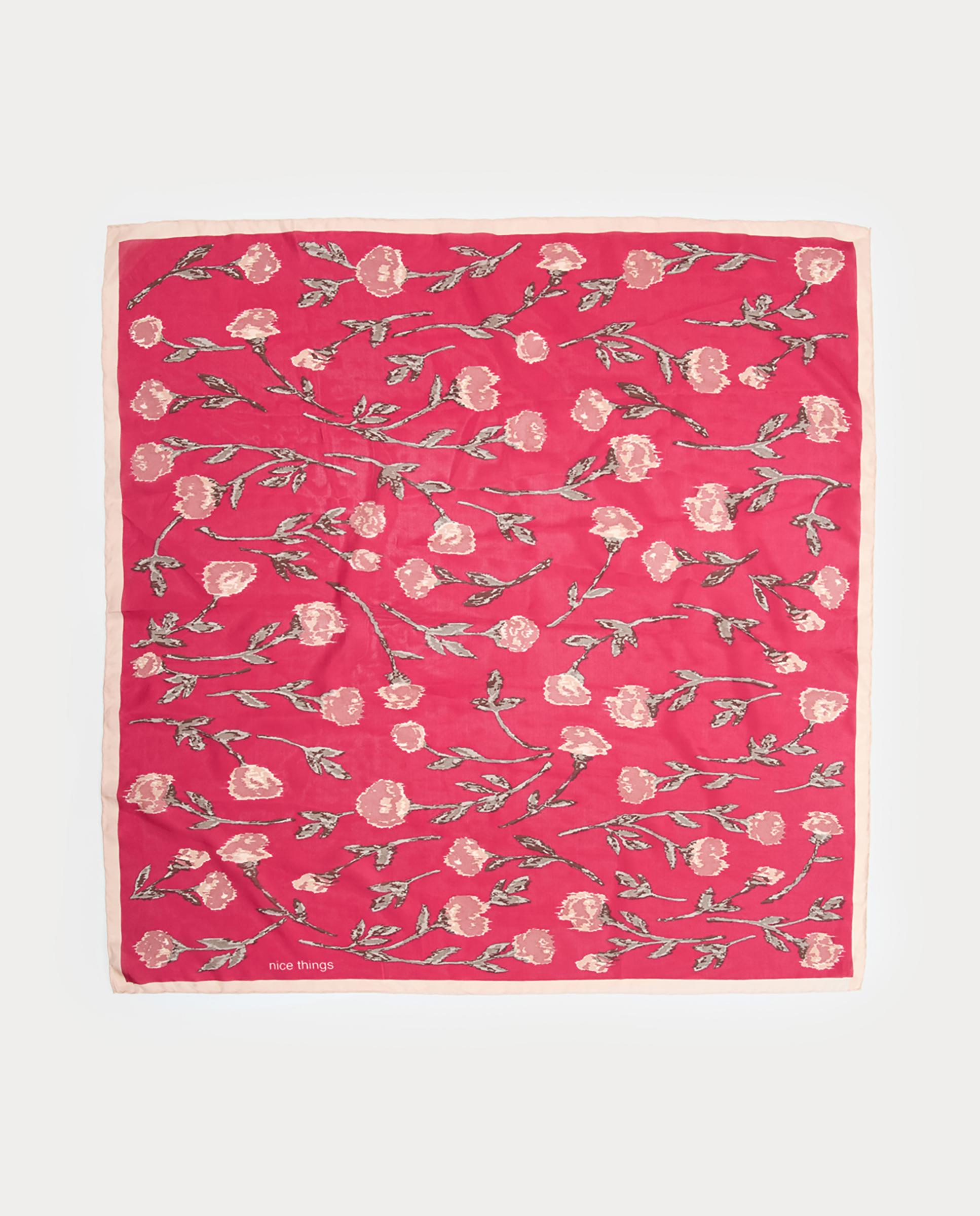 Imagen 0 de Pañuelo de mujer 100% seda con estampado de flores Coral