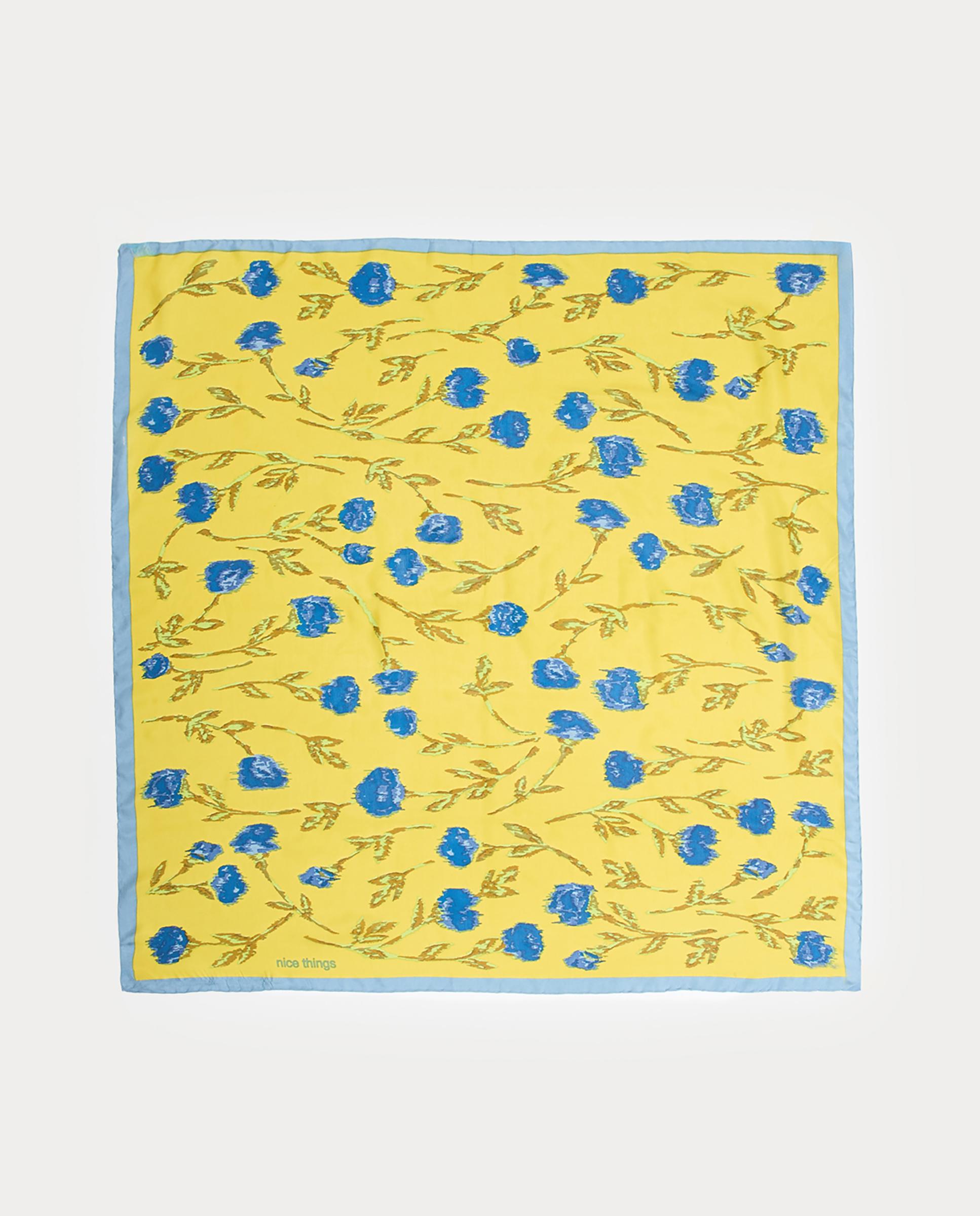 Imagen 1 de Pañuelo de mujer 100% seda con estampado de flores Amarillo