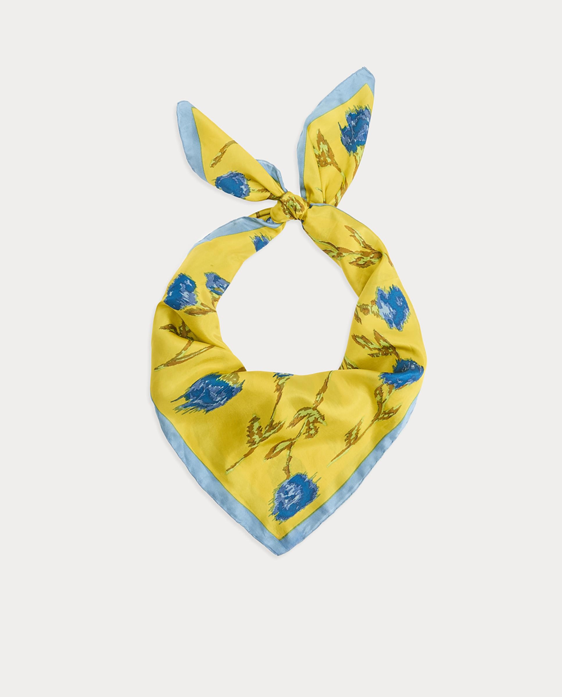 Imagen 5 de Pañuelo de mujer 100% seda con estampado de flores - Nice Things - Amarillo Amarillo