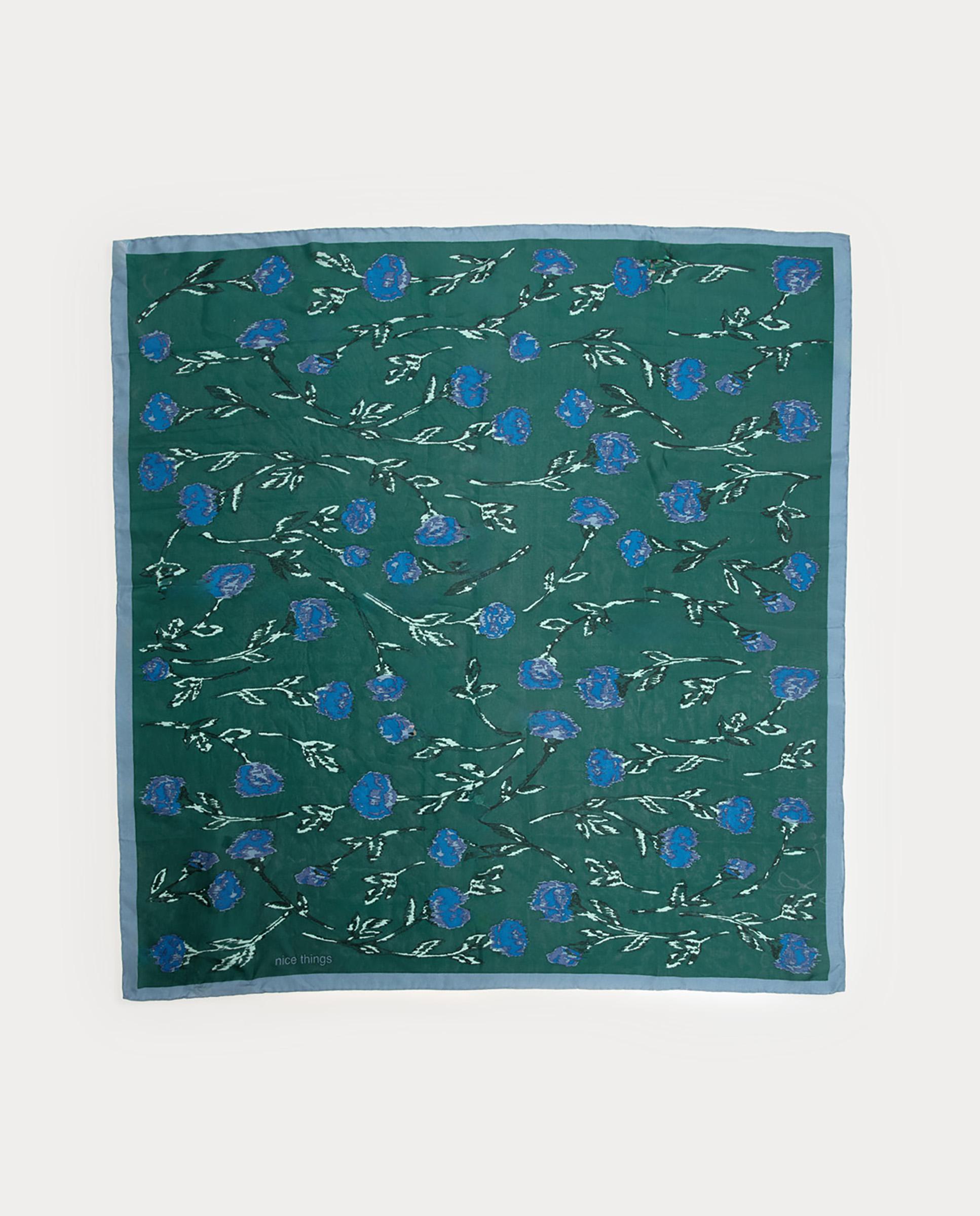 Imagen 1 de Pañuelo de mujer 100% seda con estampado de flores - Nice Things - Verde oscuro Verde oscuro